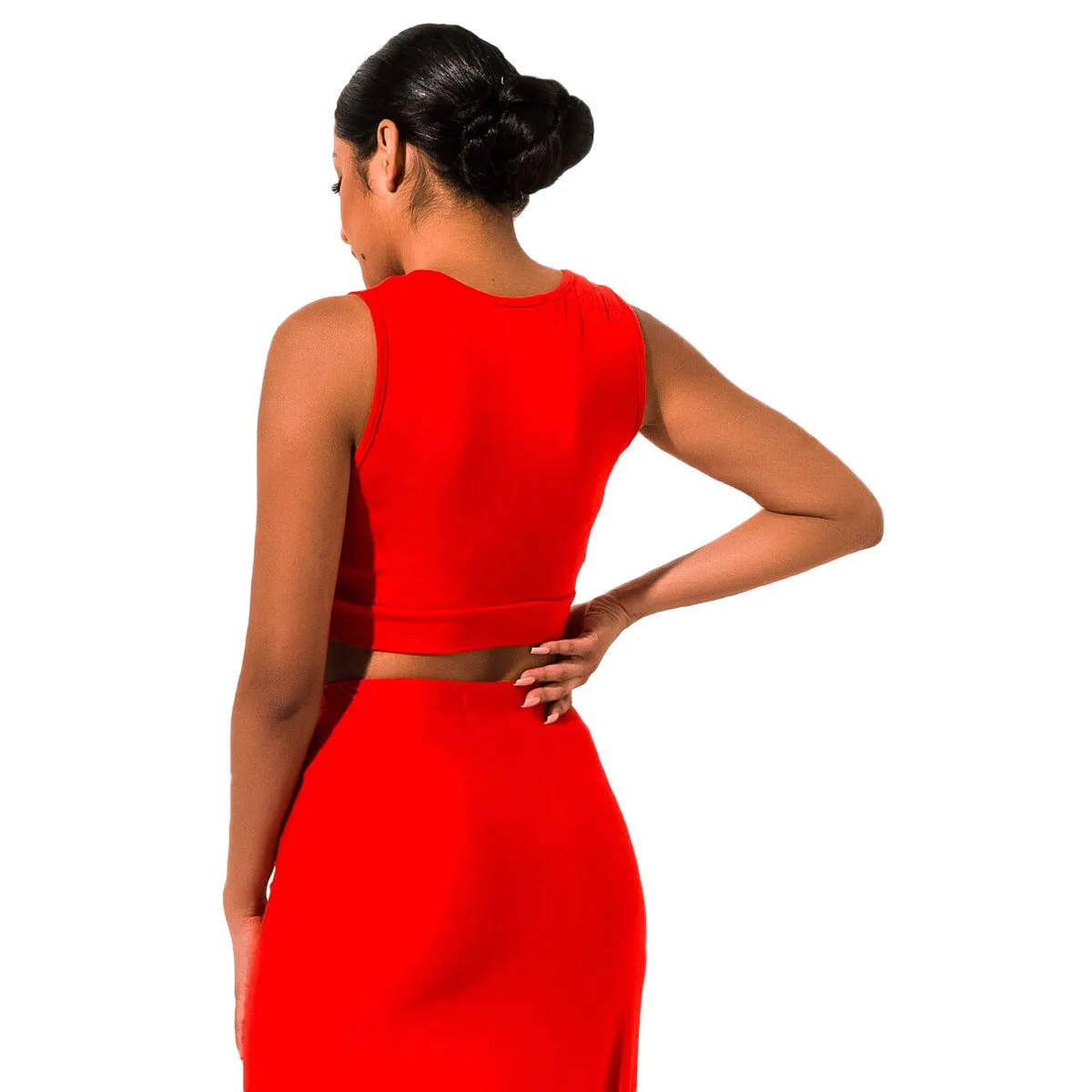 Bandage Crop Top with Irregular Long Skirt Club Dress Set