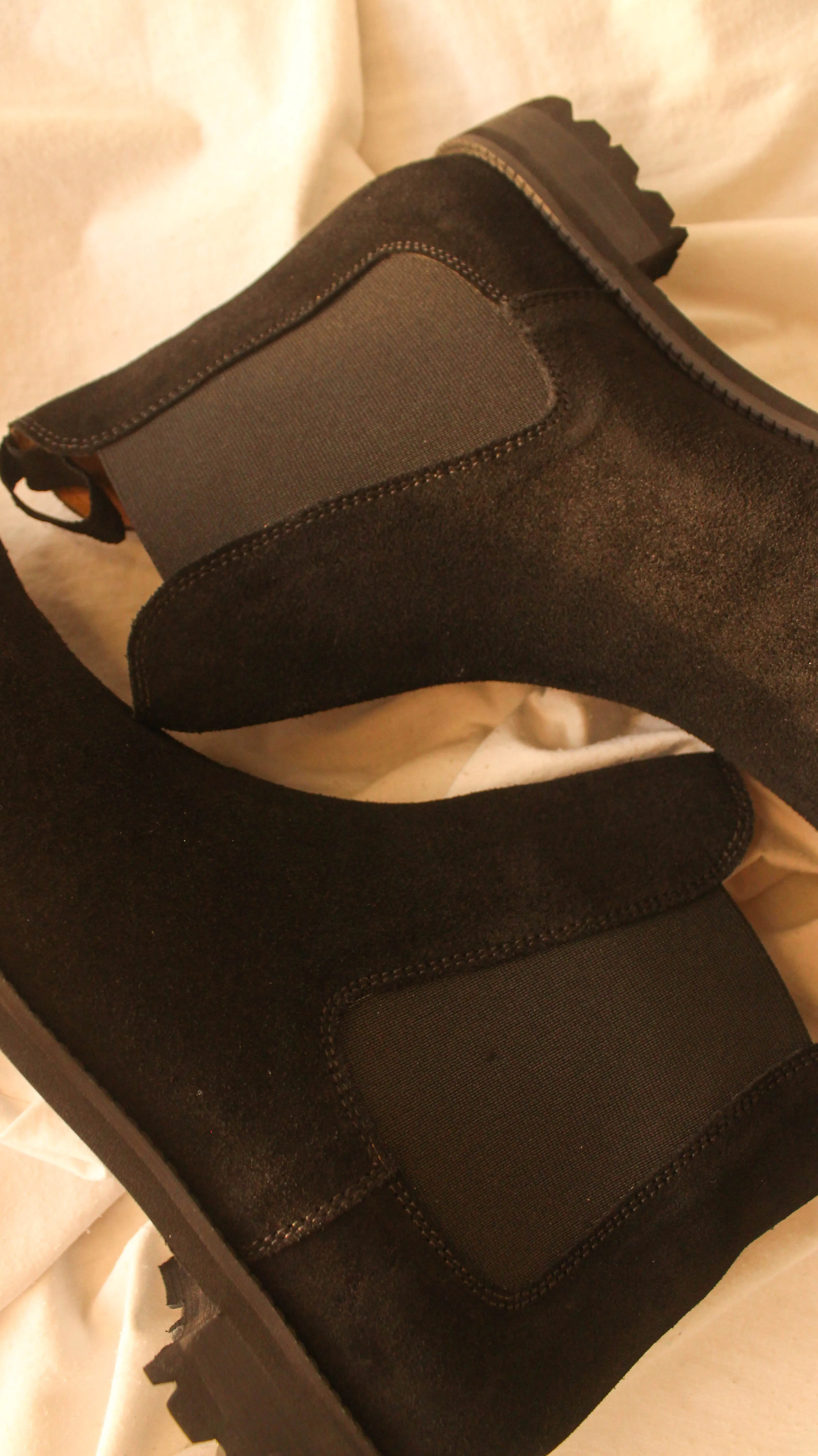 Black Suede Leather Ferneto Chunky Chelsea Boots - Hiking and Trekking Boots
