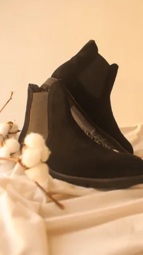 Black Suede Leather Ferneto Chunky Chelsea Boots - Hiking and Trekking Boots