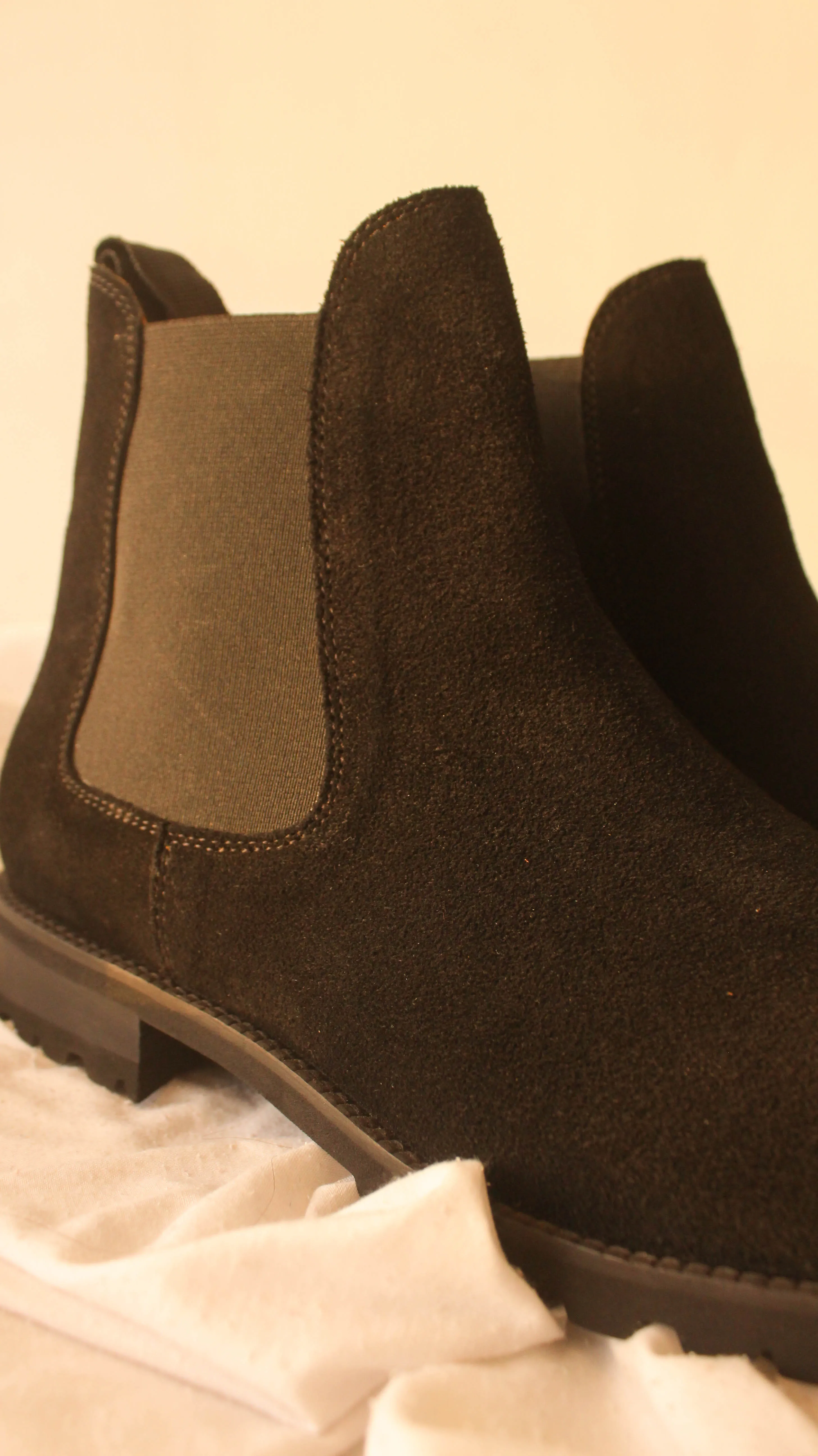 Black Suede Leather Ferneto Chunky Chelsea Boots - Hiking and Trekking Boots