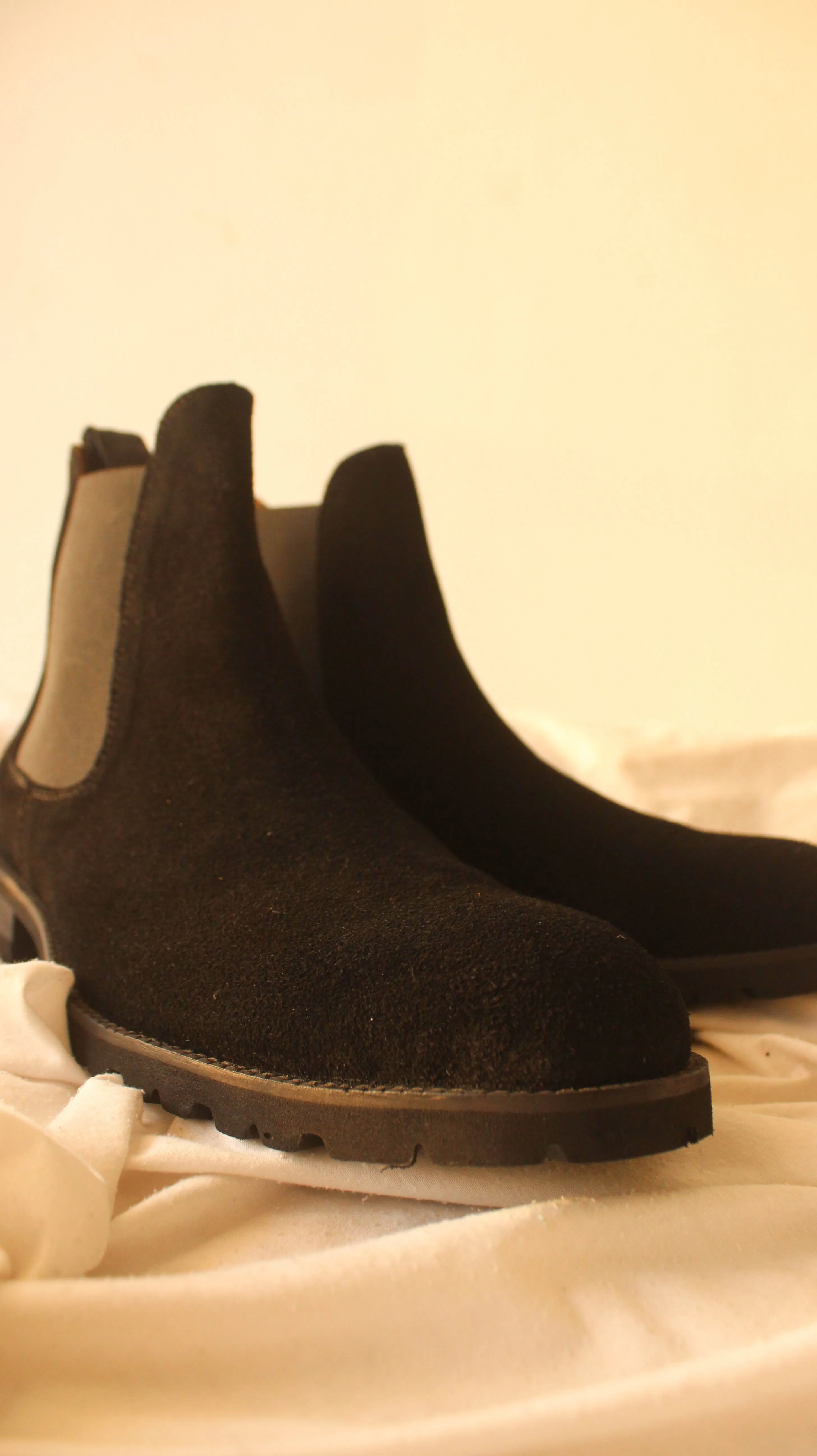 Black Suede Leather Ferneto Chunky Chelsea Boots - Hiking and Trekking Boots
