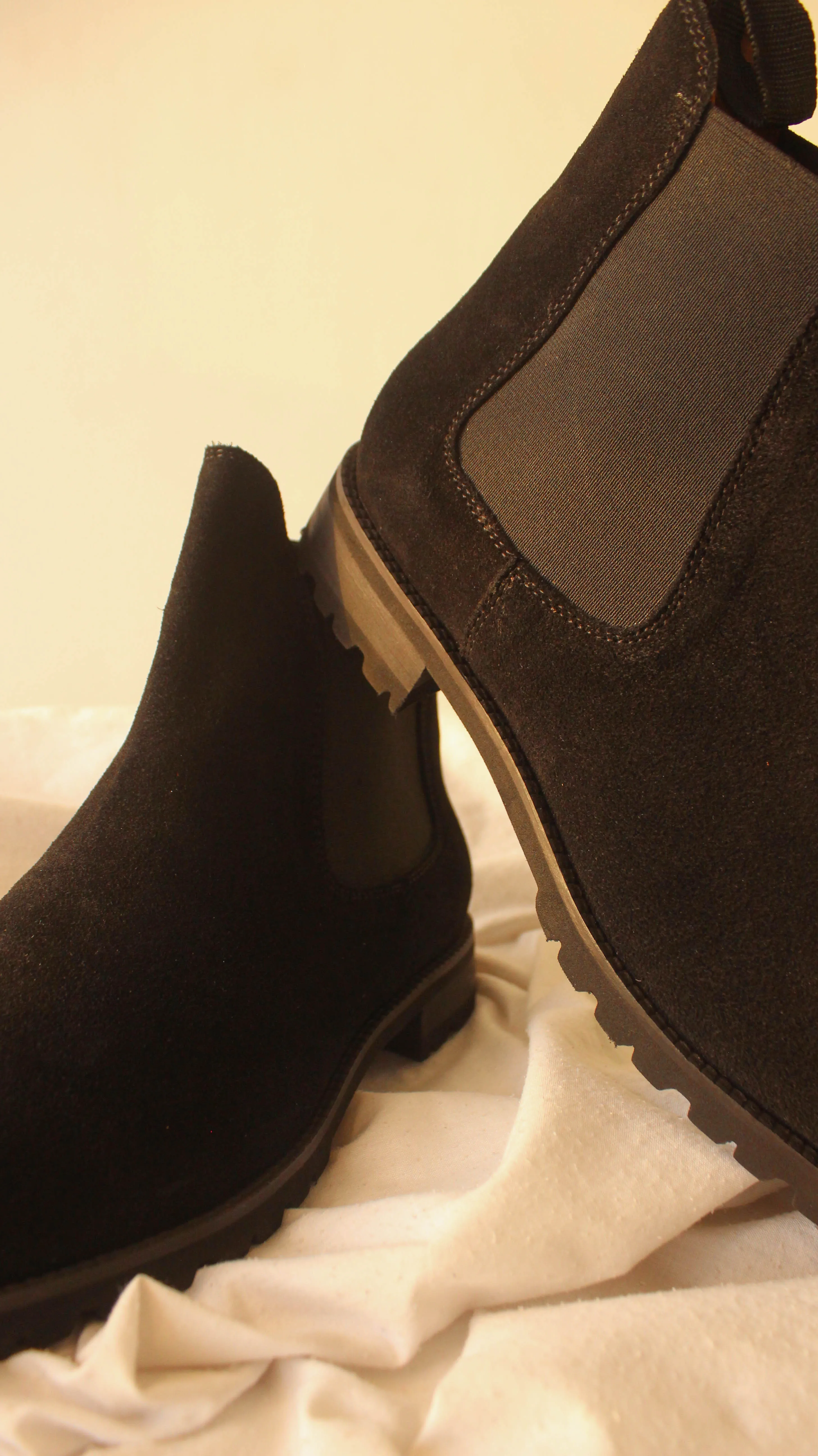 Black Suede Leather Ferneto Chunky Chelsea Boots - Hiking and Trekking Boots