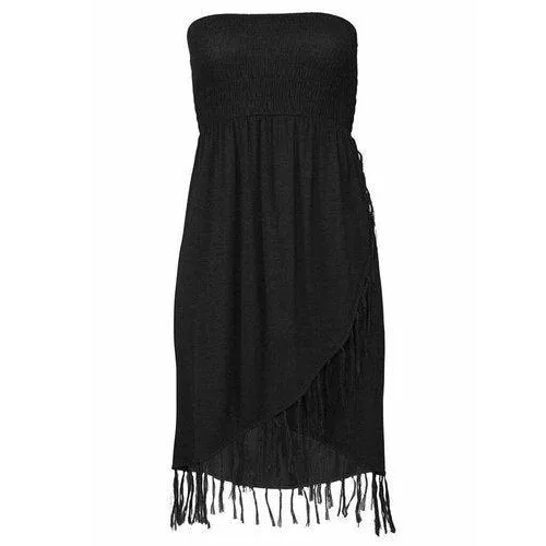Bohemian Strapless Tassel Bikini Cover Up