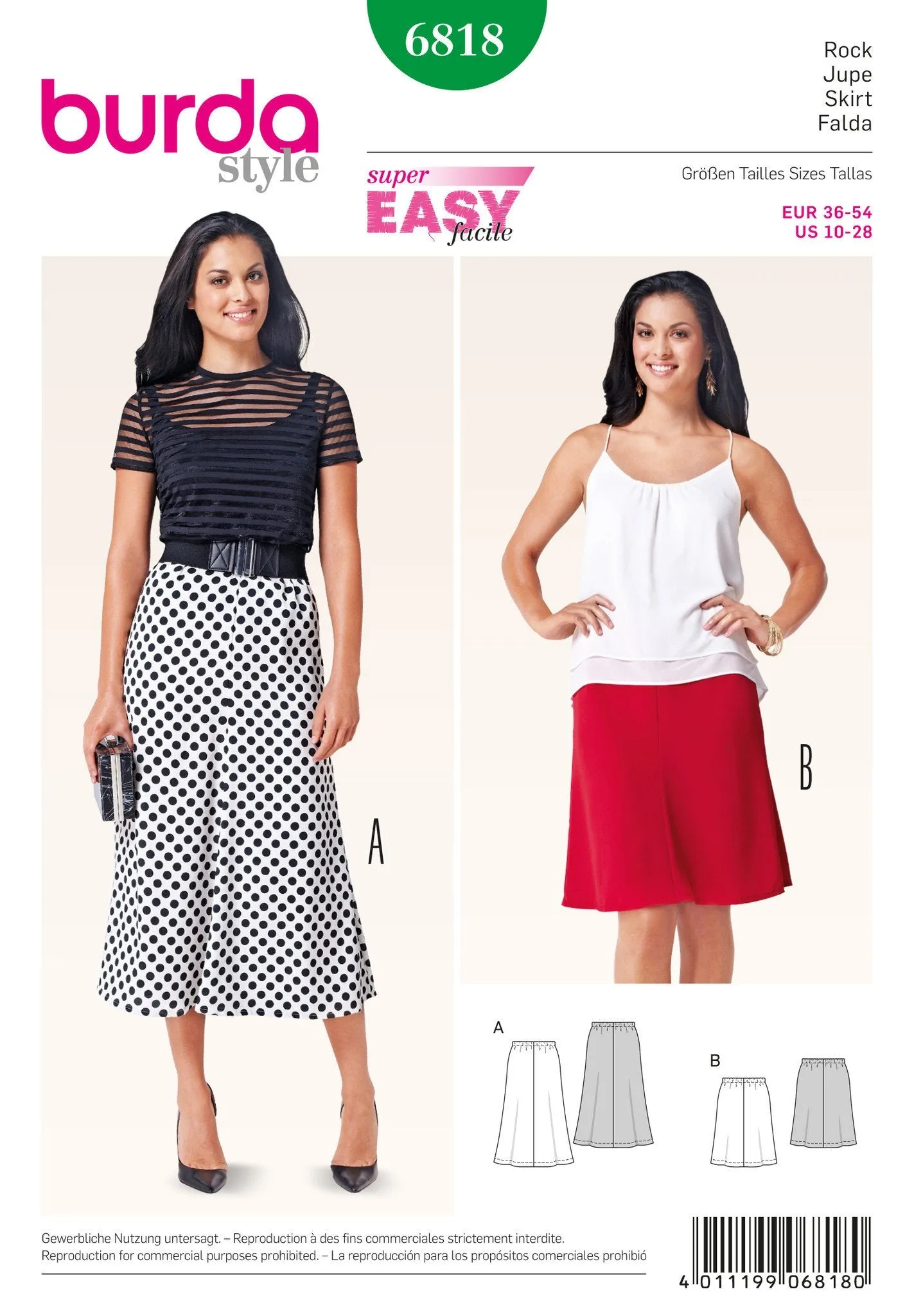 Burda Sewing pattern 6818 Misses Skirts