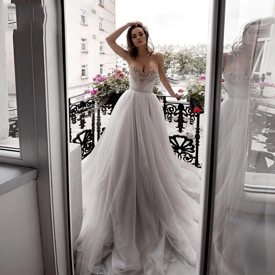 Delicate Haute Couture Vintage Wedding Dresses Crystals