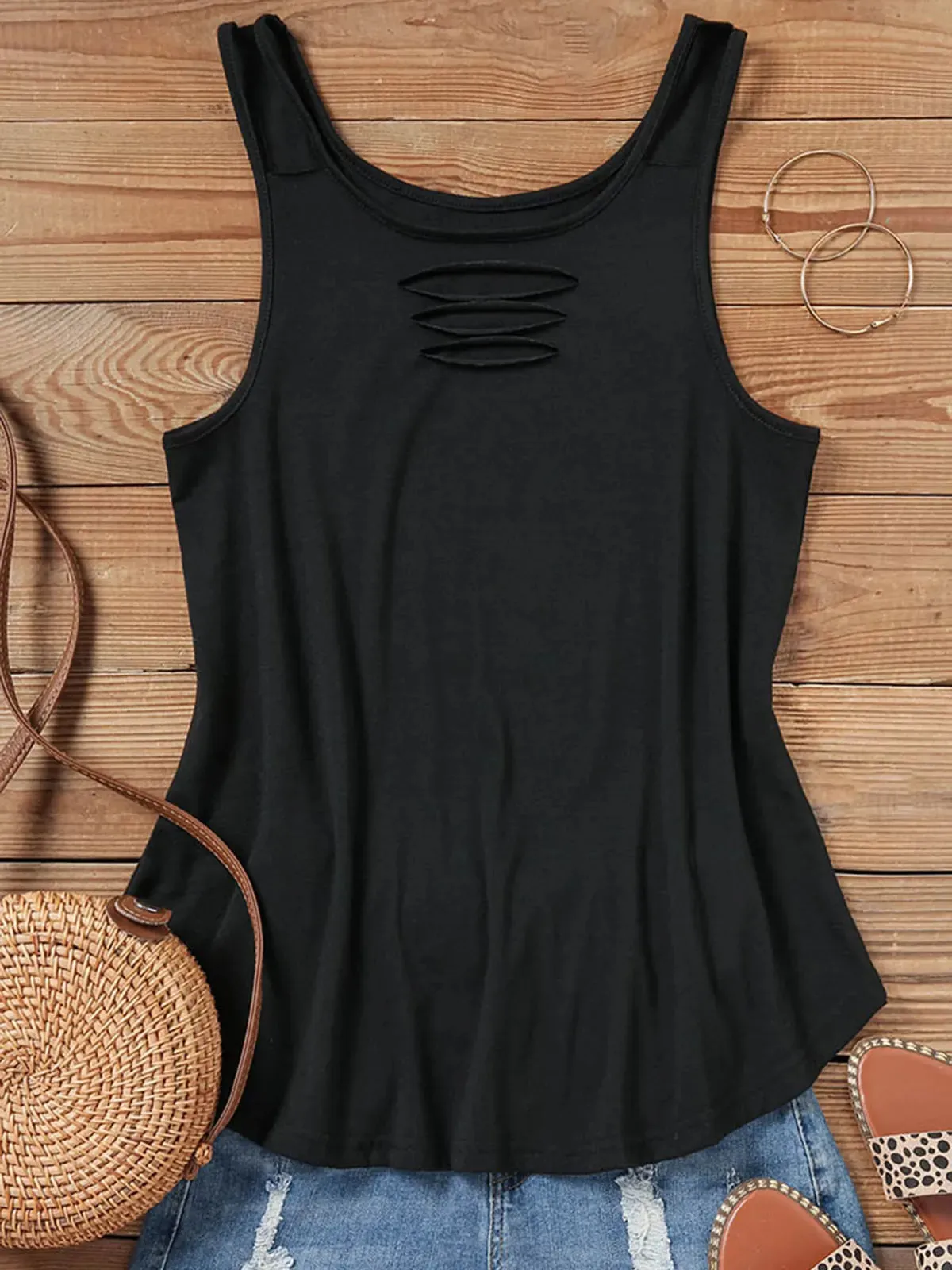 DressBetty - 2024 Hollow Out Ruffled V-Neck Tank Top for Women