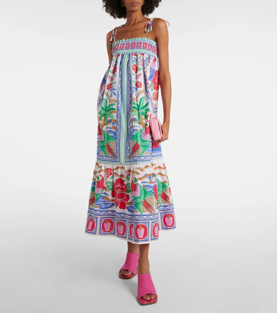 Farm Rio Floral cotton midi dress