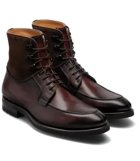 Flat Feet Shoes - Brown Leather Amines Chunky Derby Boots with Arch Support - Hiking and Trekking Boots