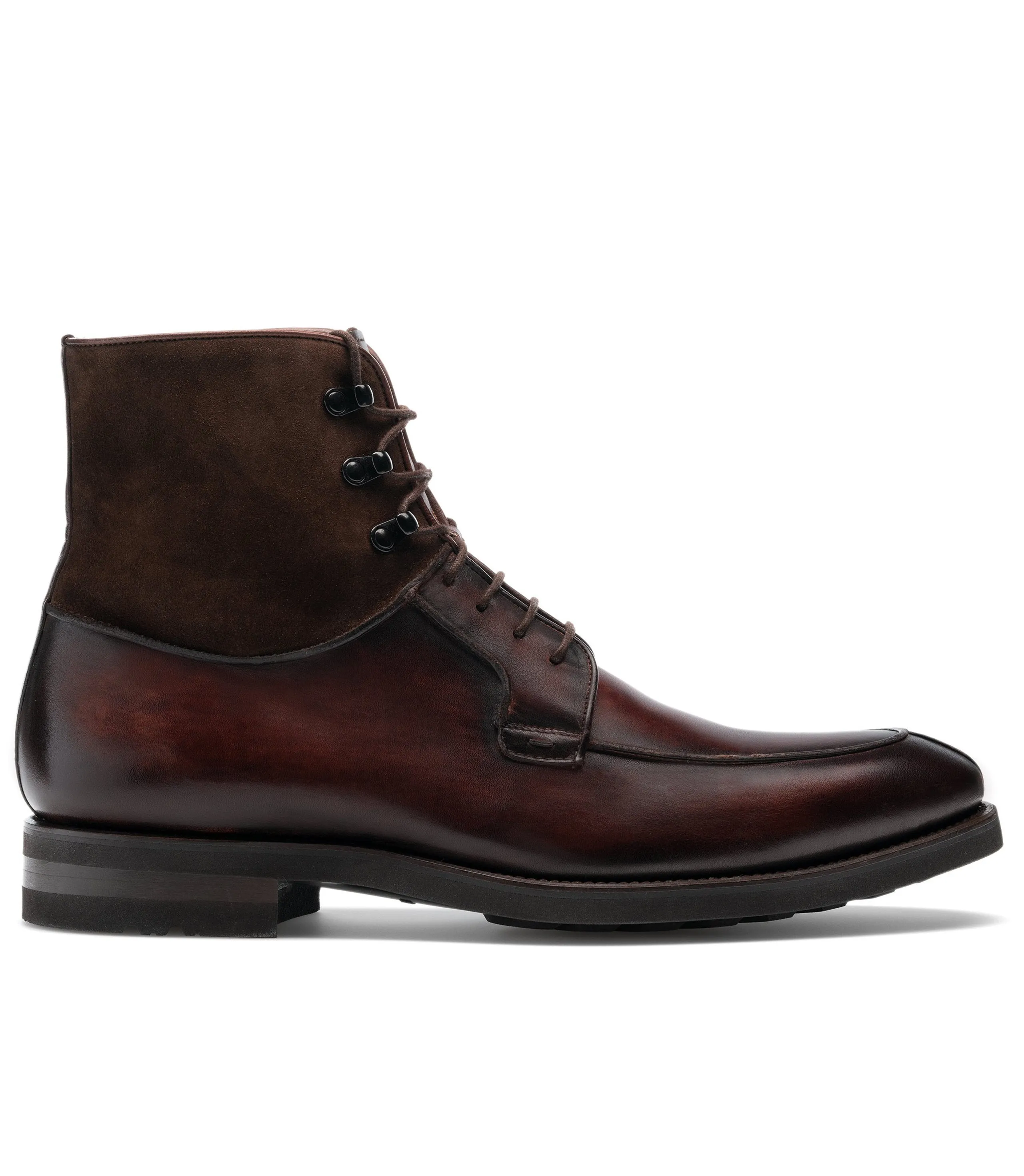Flat Feet Shoes - Brown Leather Amines Chunky Derby Boots with Arch Support - Hiking and Trekking Boots