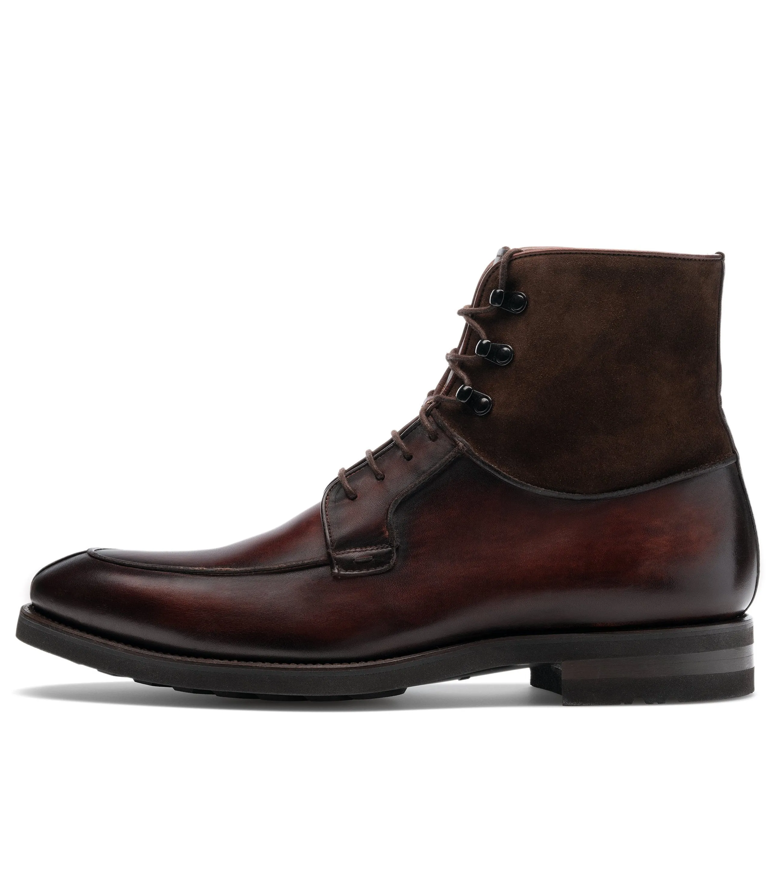 Flat Feet Shoes - Brown Leather Amines Chunky Derby Boots with Arch Support - Hiking and Trekking Boots
