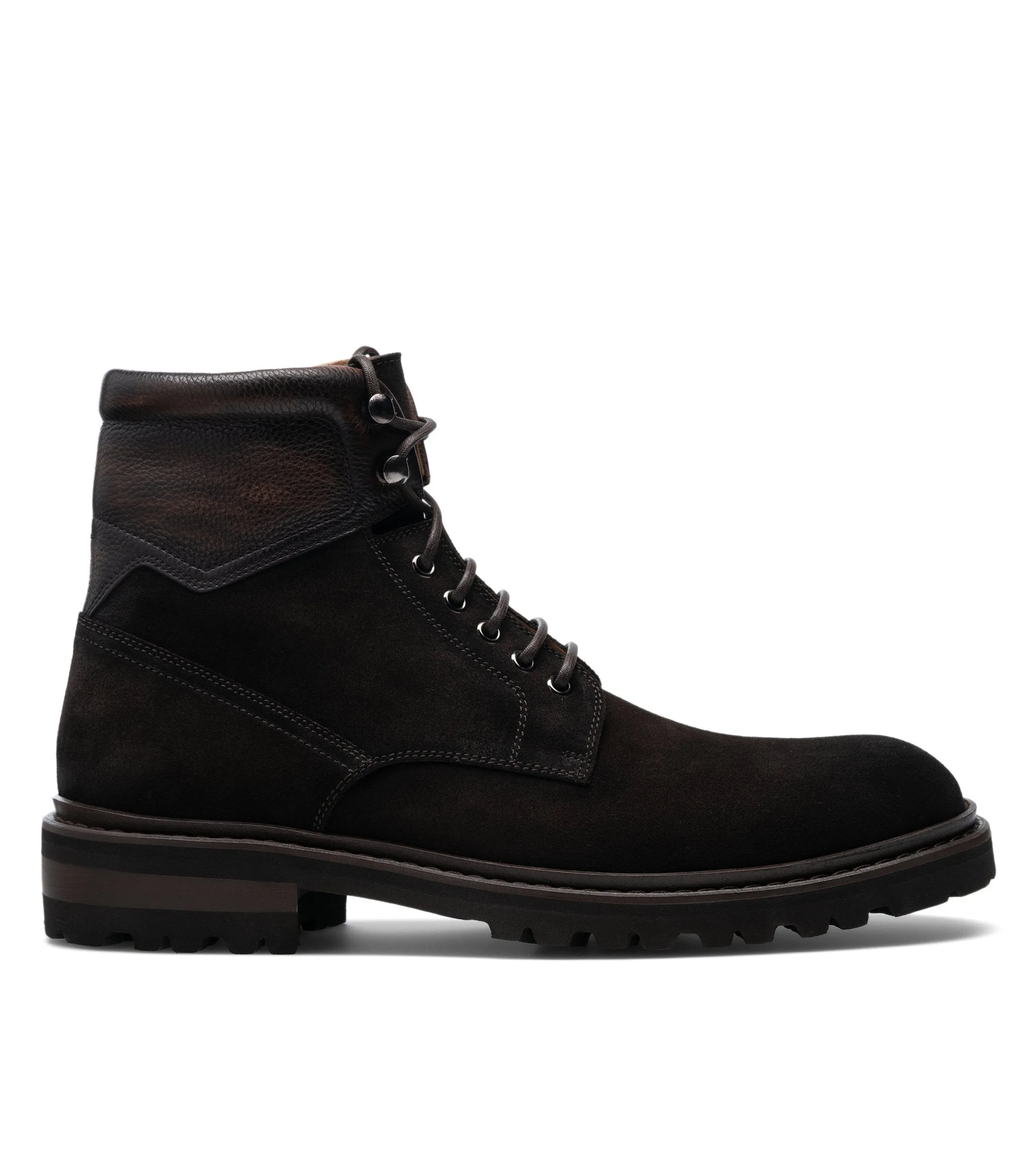 Flat Feet Shoes - Brown Suede Boston Chunky Oxford Boots with Arch Support - Hiking and Trekking Boots