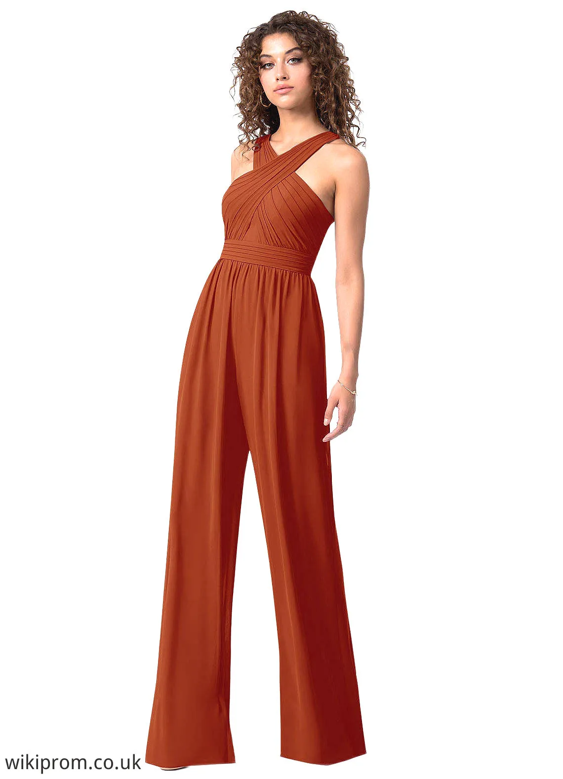Gabriella Pleated Chiffon Jumpsuit Paprika Dress SWKP0019654