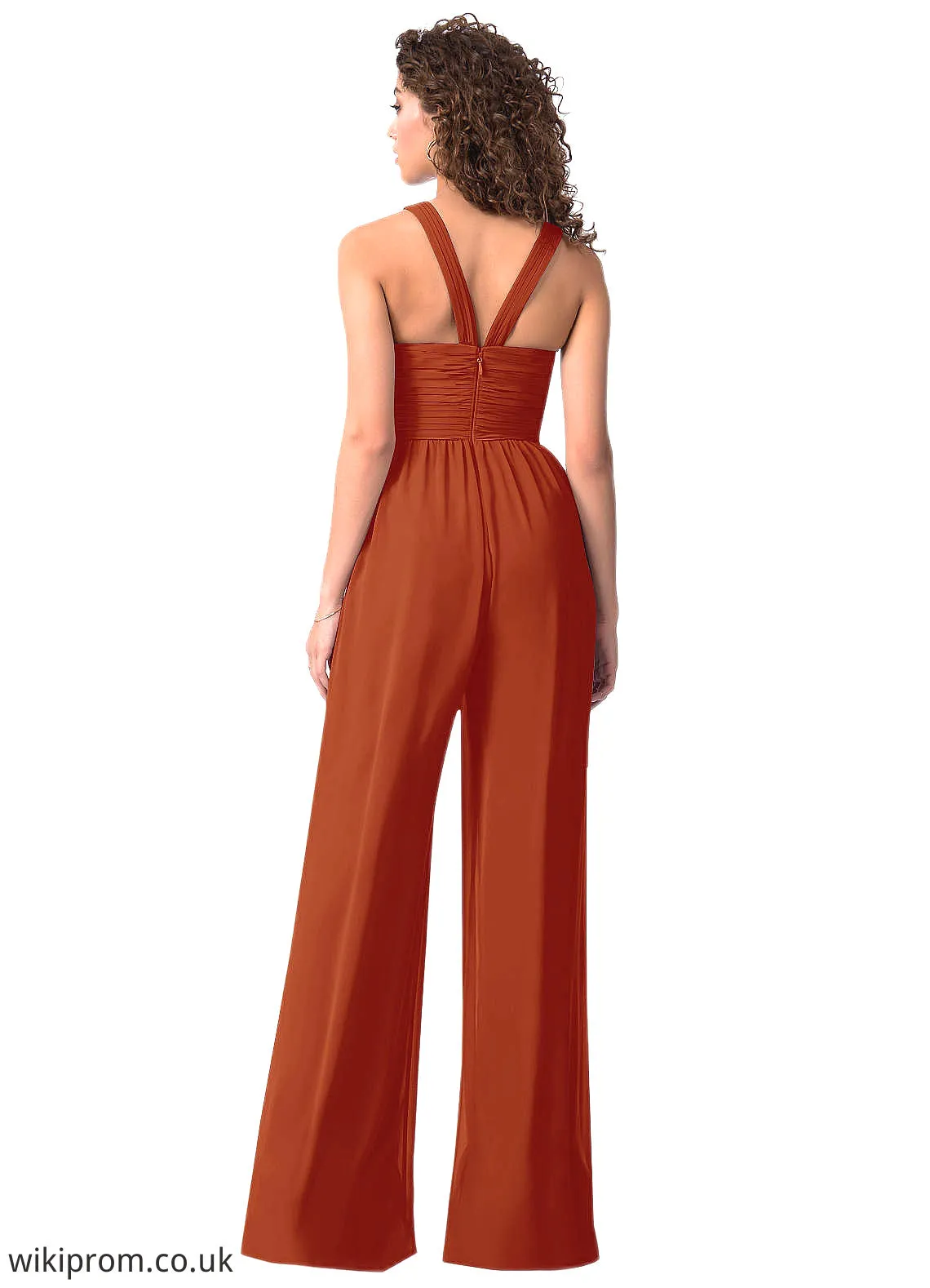 Gabriella Pleated Chiffon Jumpsuit Paprika Dress SWKP0019654