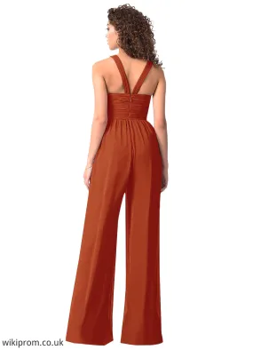 Gabriella Pleated Chiffon Jumpsuit Paprika Dress SWKP0019654