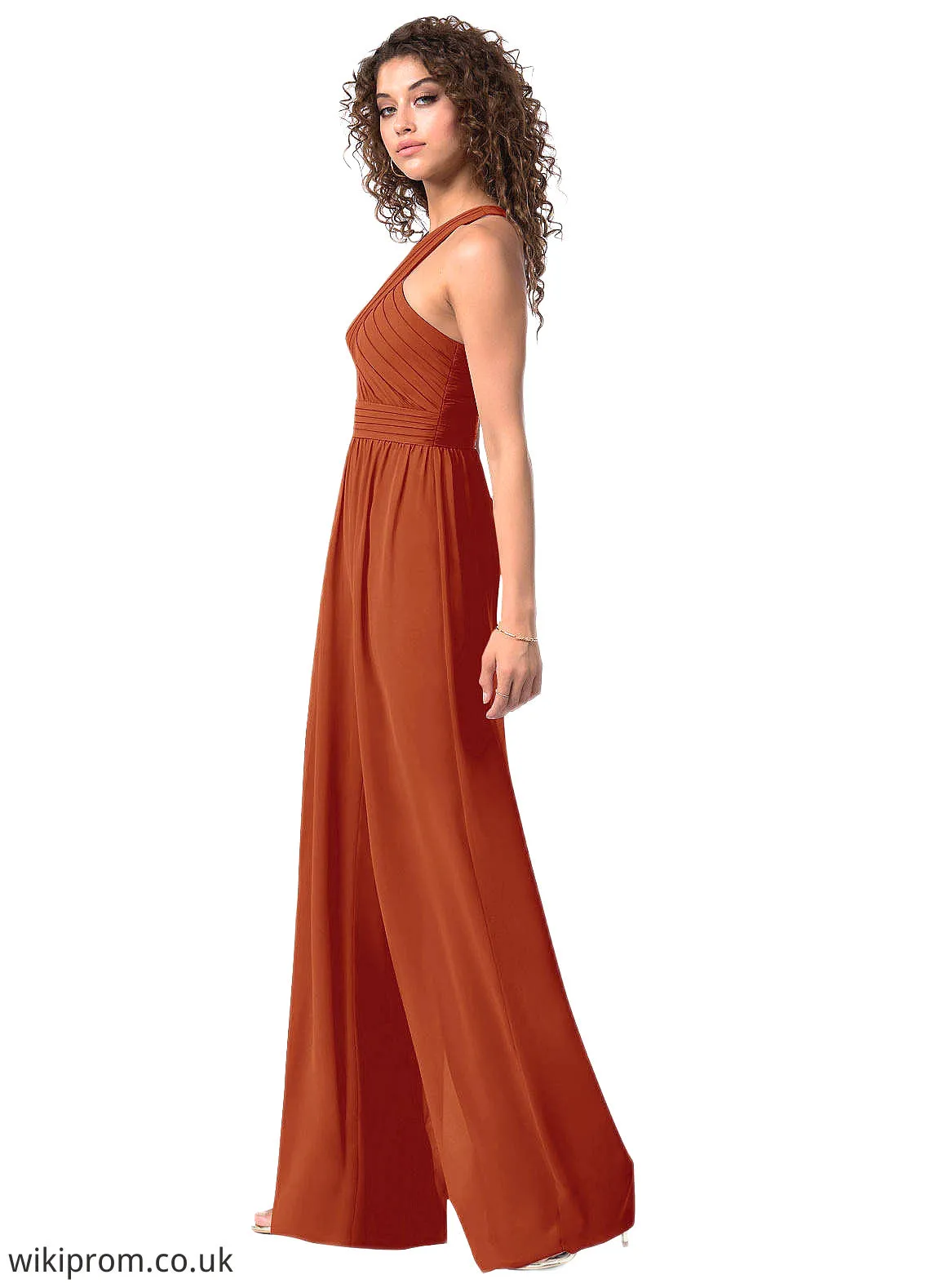 Gabriella Pleated Chiffon Jumpsuit Paprika Dress SWKP0019654