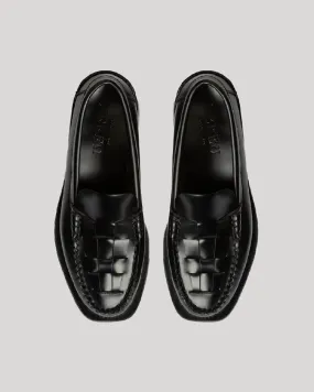 Hereu Nombela Leather Tassel Slip on Loafer Black