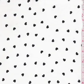 Ivory/Black Mini Heart Georgette Fabric