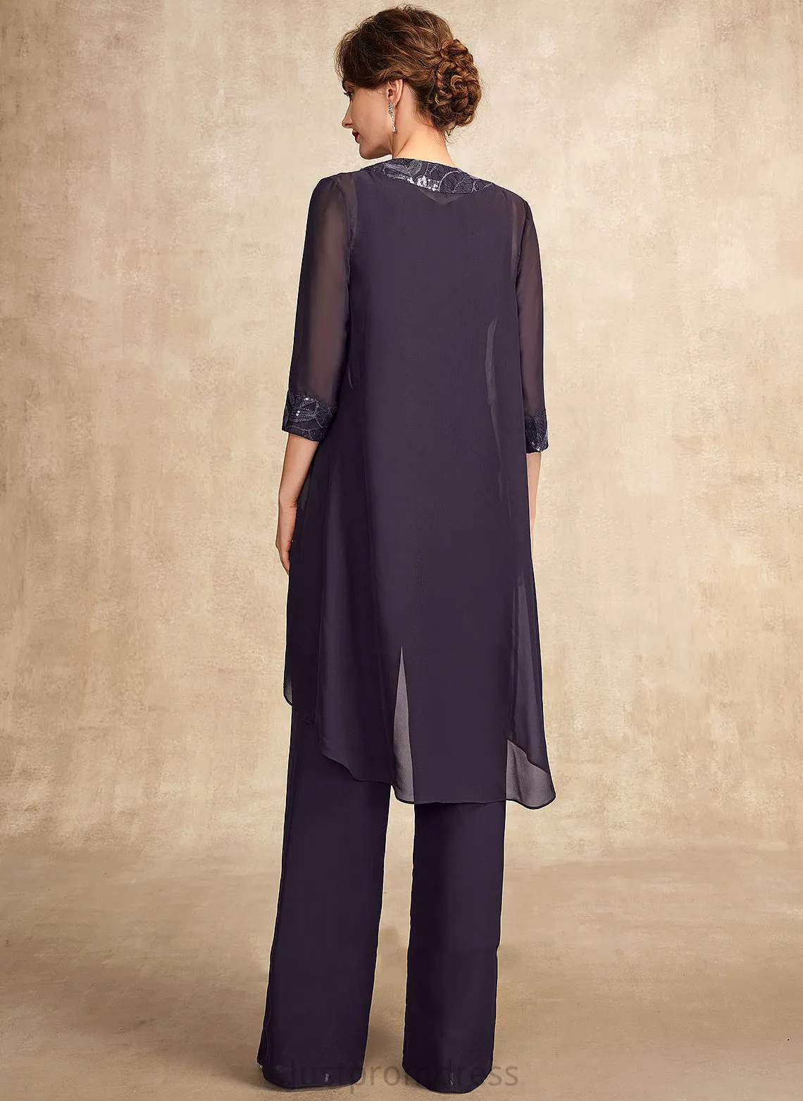 Jumpsuit/Pantsuit Mother of the Bride Dresses the Neck Mother Floor-Length Lace Shirley Bride With of Dress Chiffon Sequins Scoop