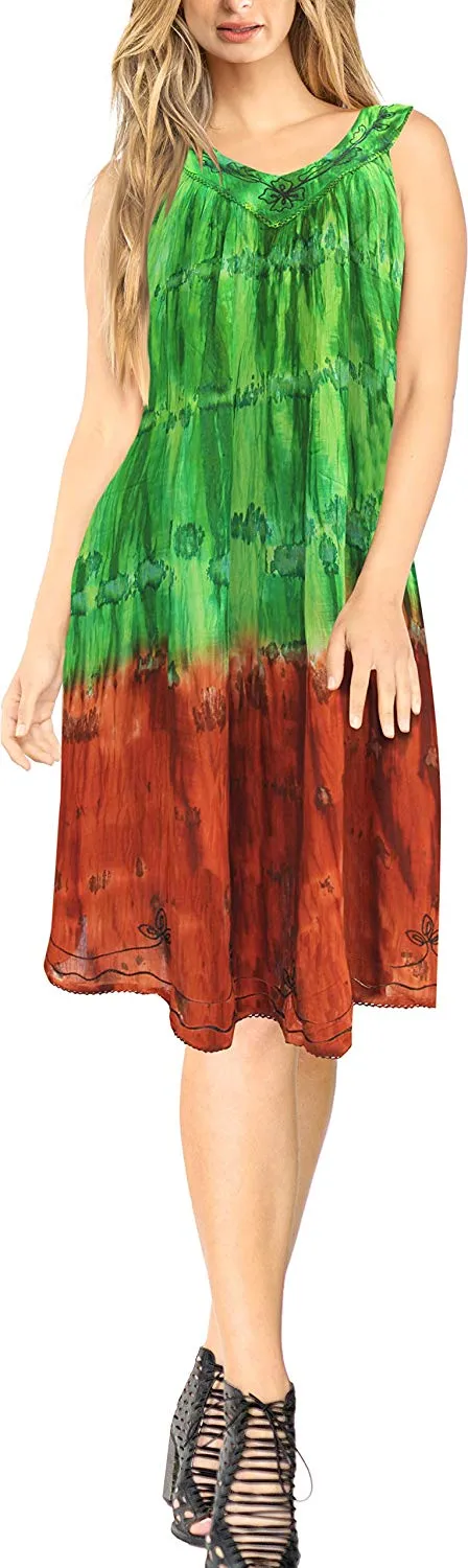 LA LEELA Everyday Essentials Caftan Tunic Tank Summer Beach Dress Swim Cover Up AP