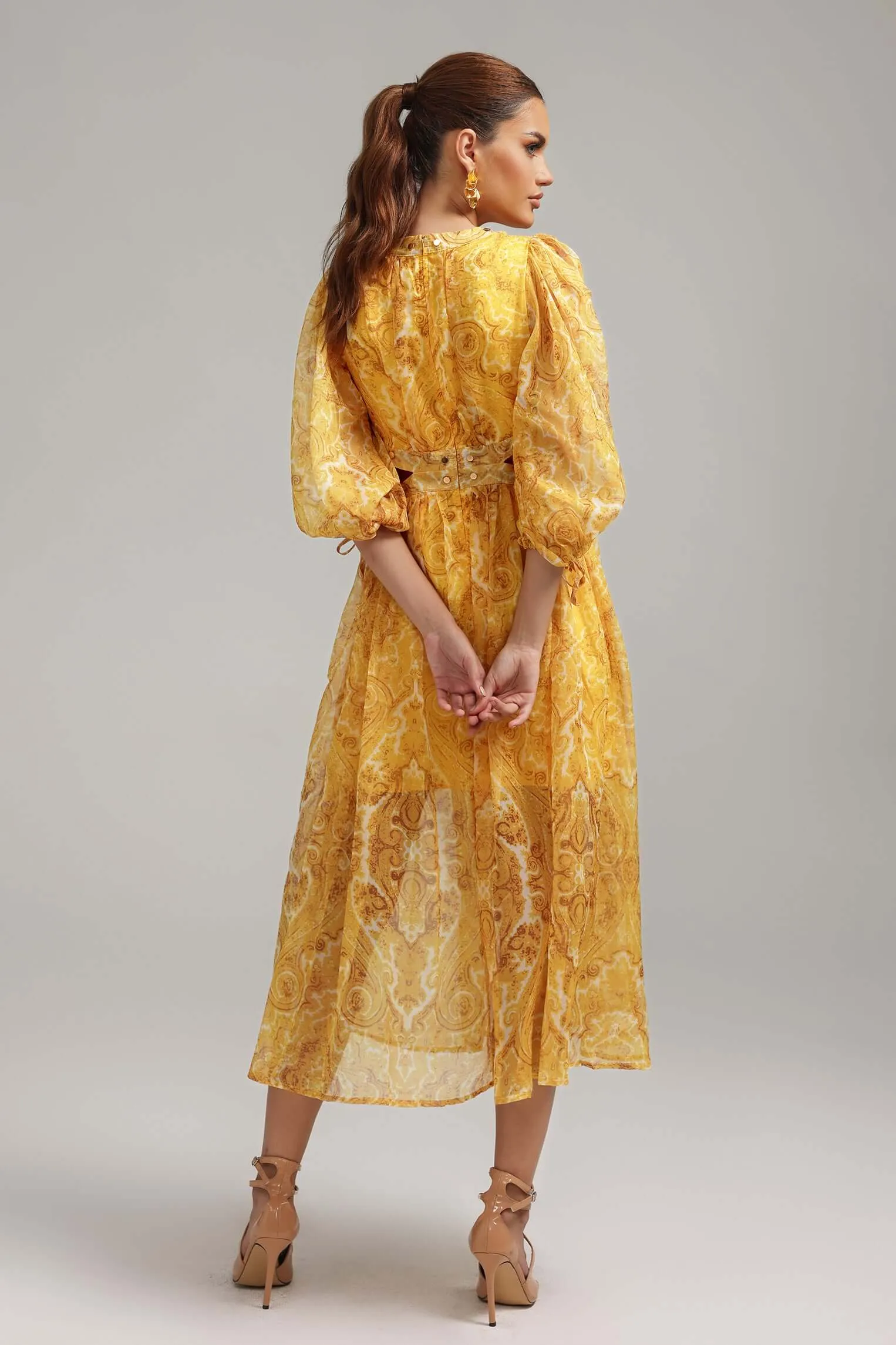 Lantern Sleeves Printed Dress - Lorena