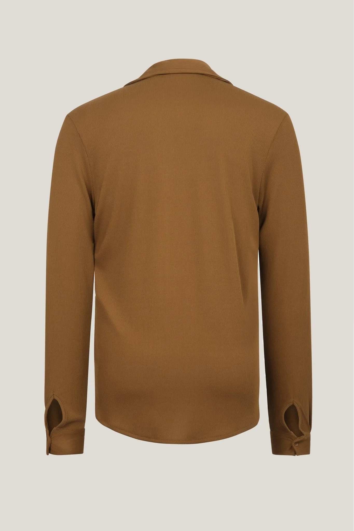 Lightweight Drapery Plisse Shirt - Camel