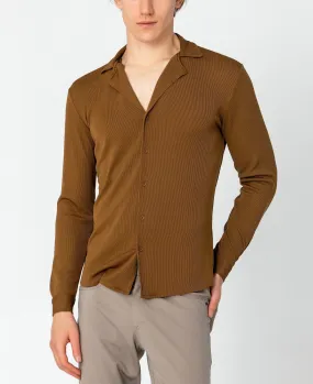 Lightweight Drapery Plisse Shirt - Camel