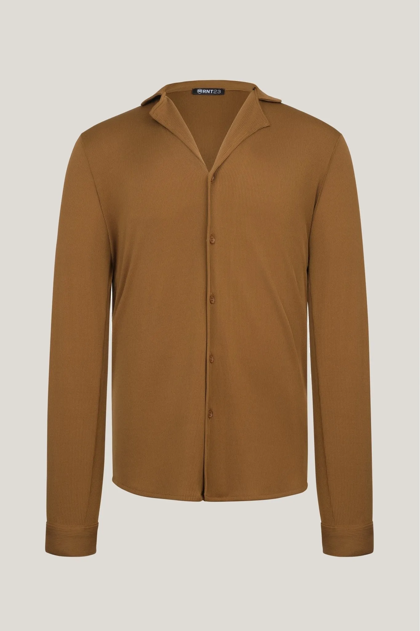 Lightweight Drapery Plisse Shirt - Camel