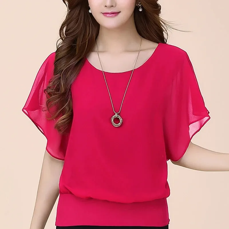 Lucinda - Lightweight Pleated Chiffon Blouse for Women
