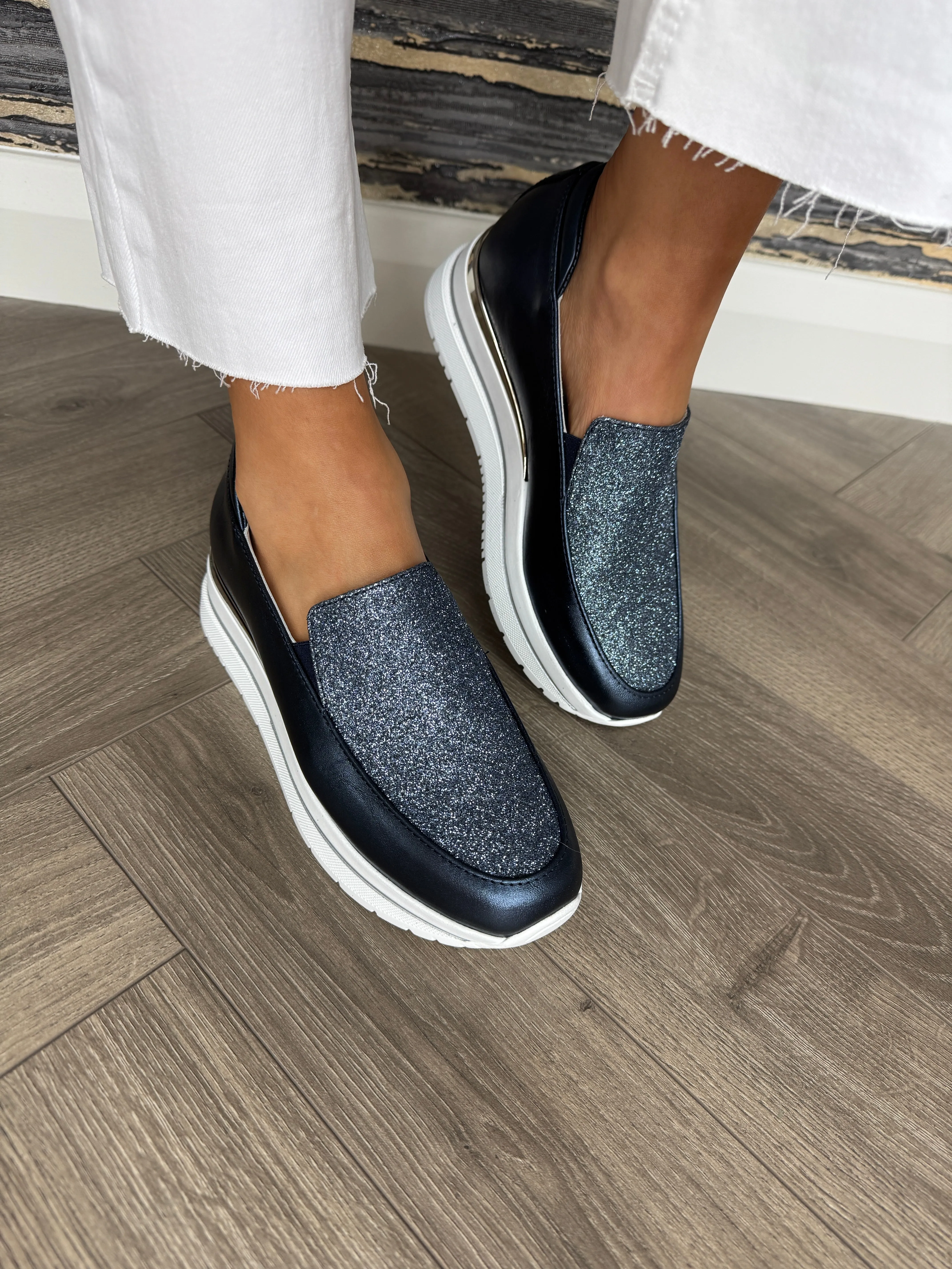 Marco Moreo M654JLBL Wedge Loafer With Glitter - Blu (MM5)