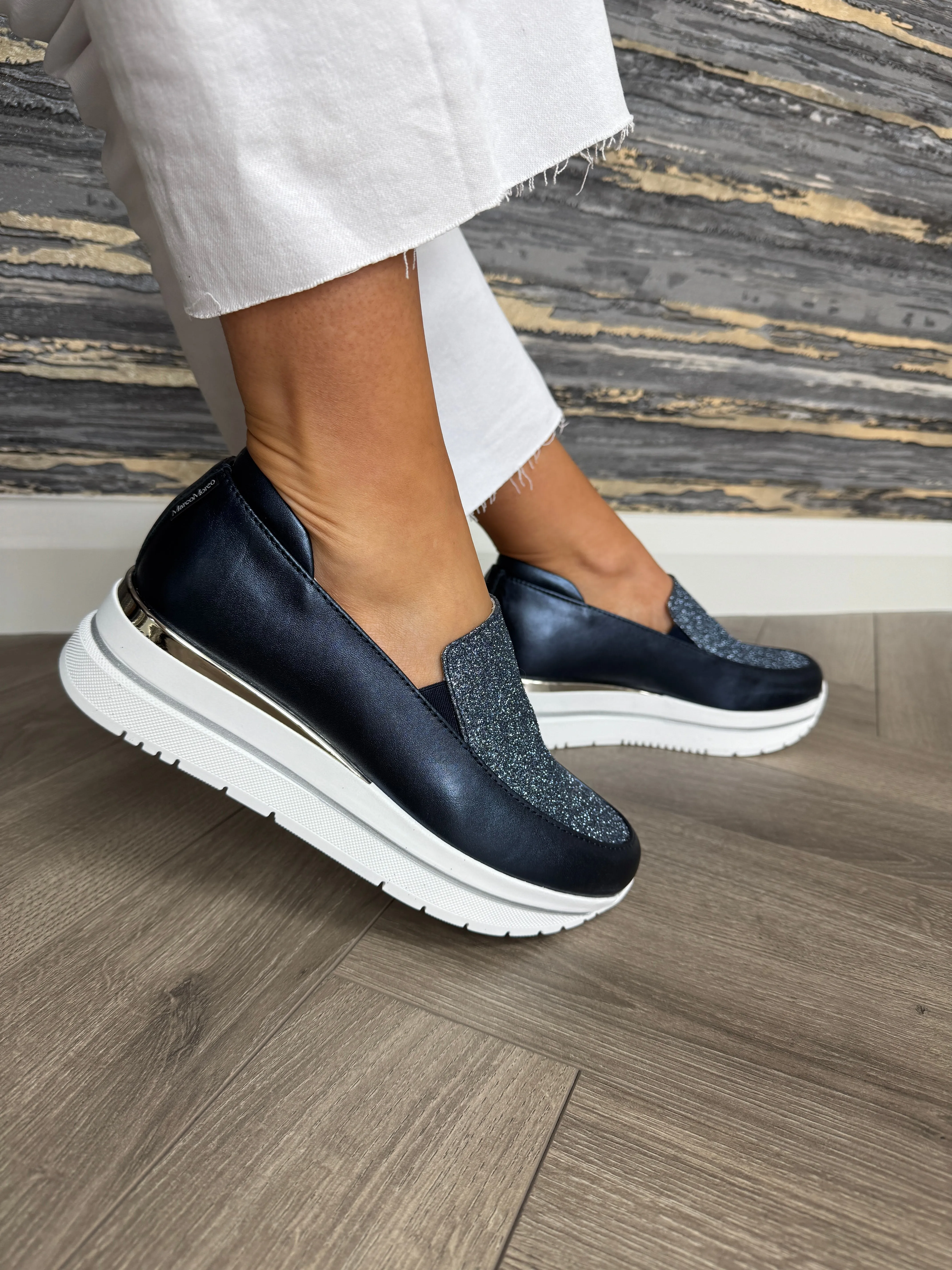Marco Moreo M654JLBL Wedge Loafer With Glitter - Blu (MM5)