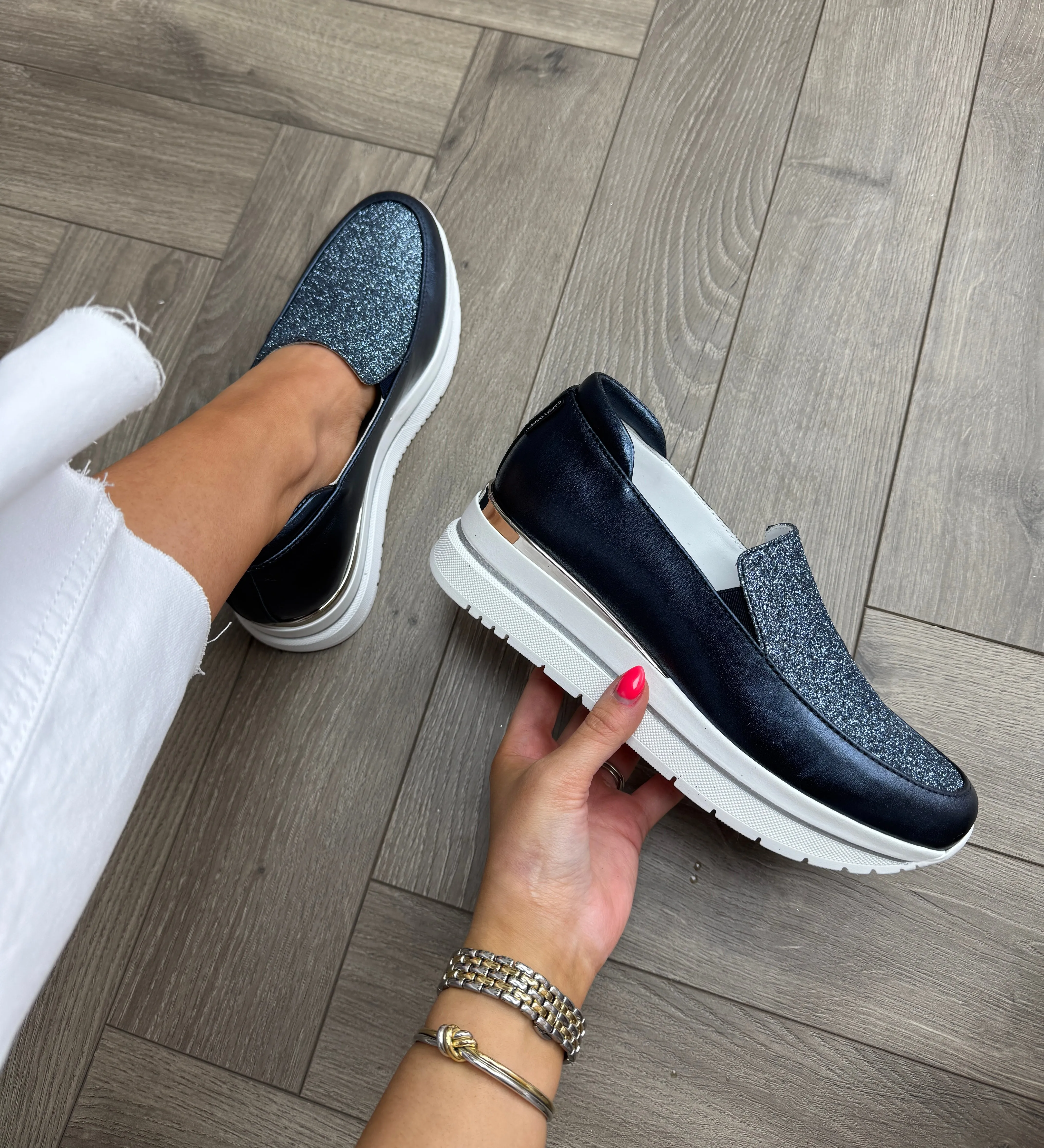 Marco Moreo M654JLBL Wedge Loafer With Glitter - Blu (MM5)