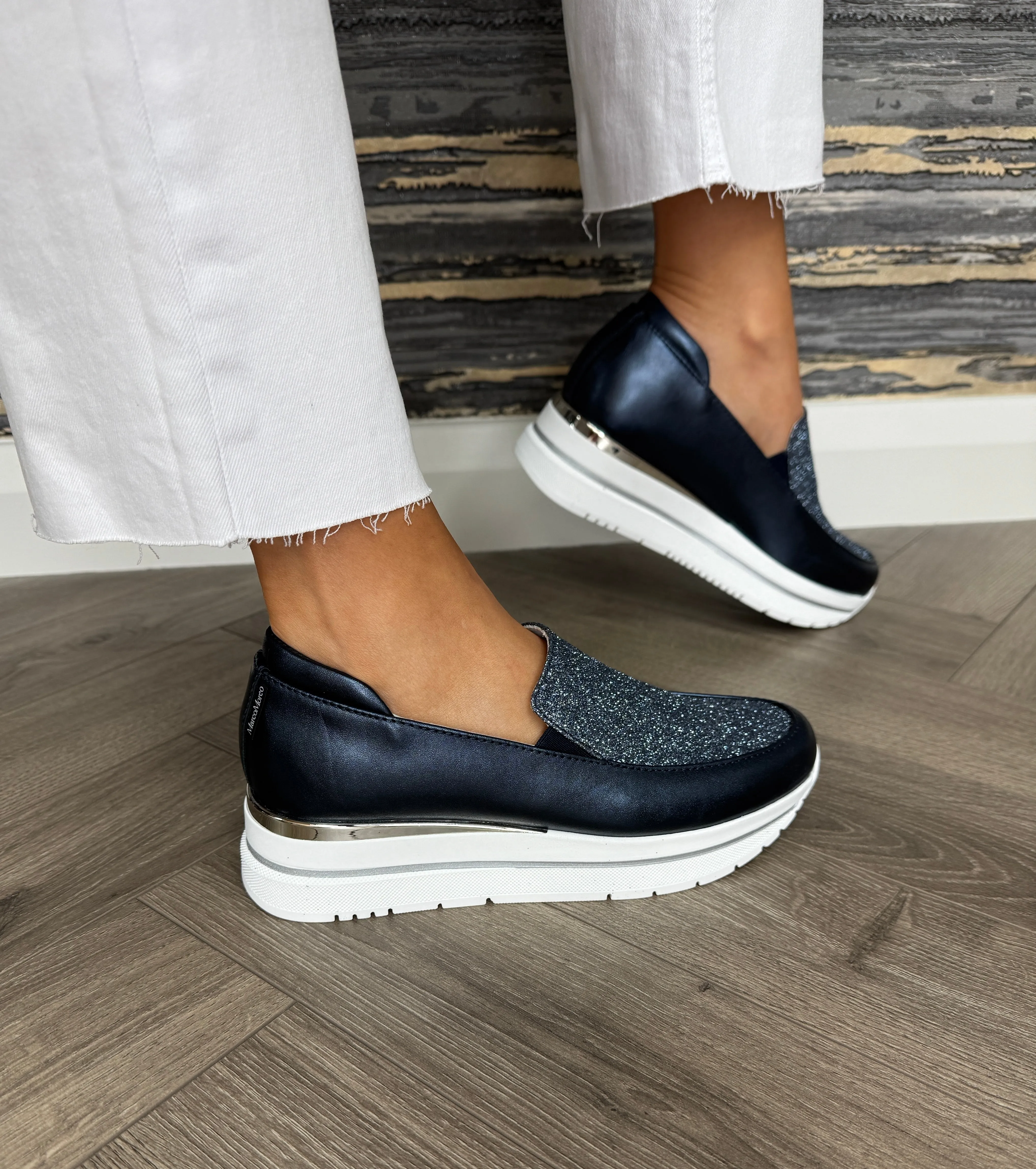Marco Moreo M654JLBL Wedge Loafer With Glitter - Blu (MM5)