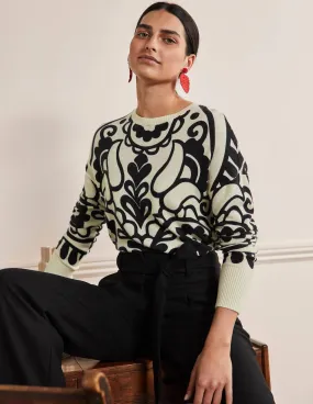 Margot Cashmere Jumper-Ivory, Floral Heart
