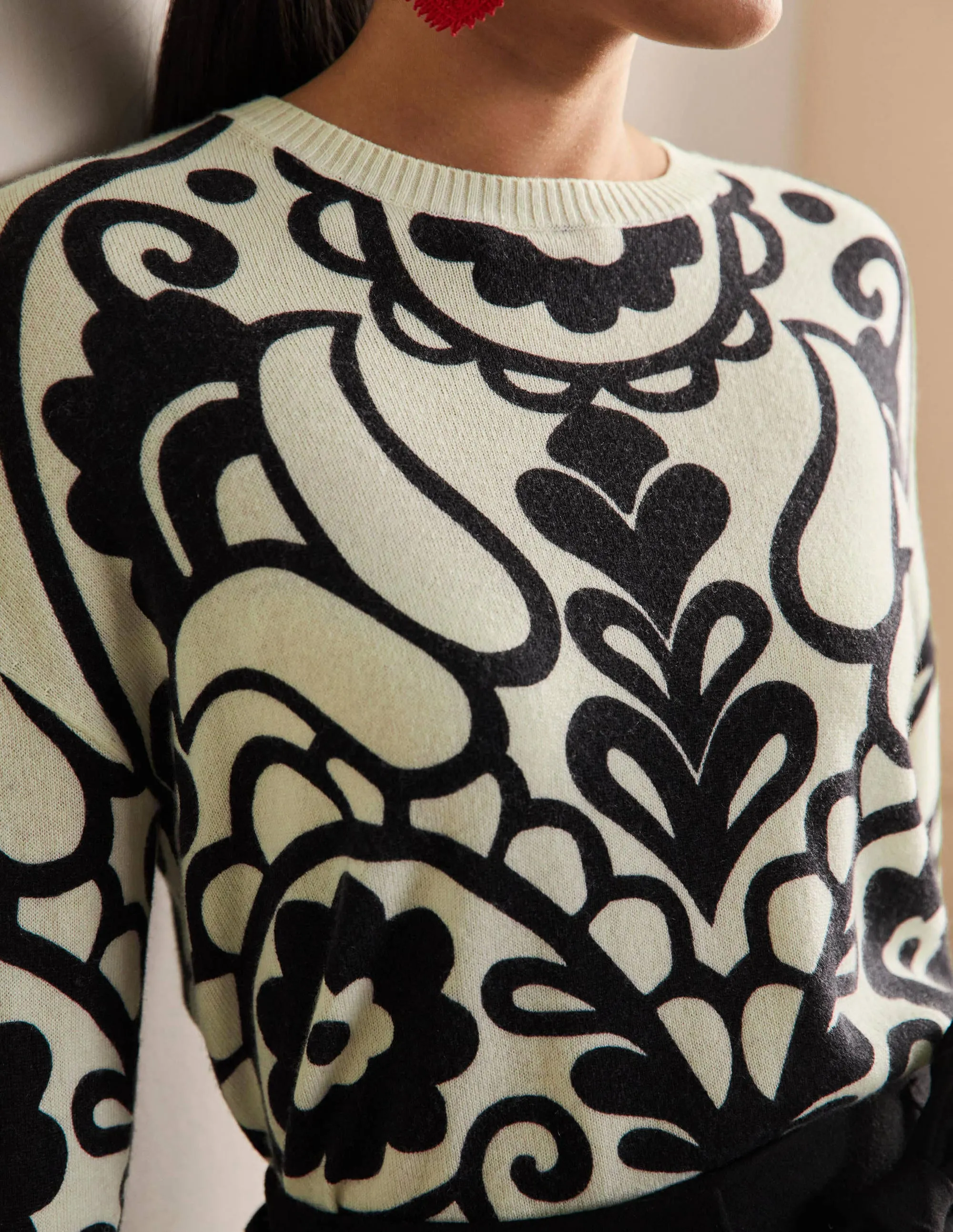 Margot Cashmere Jumper-Ivory, Floral Heart