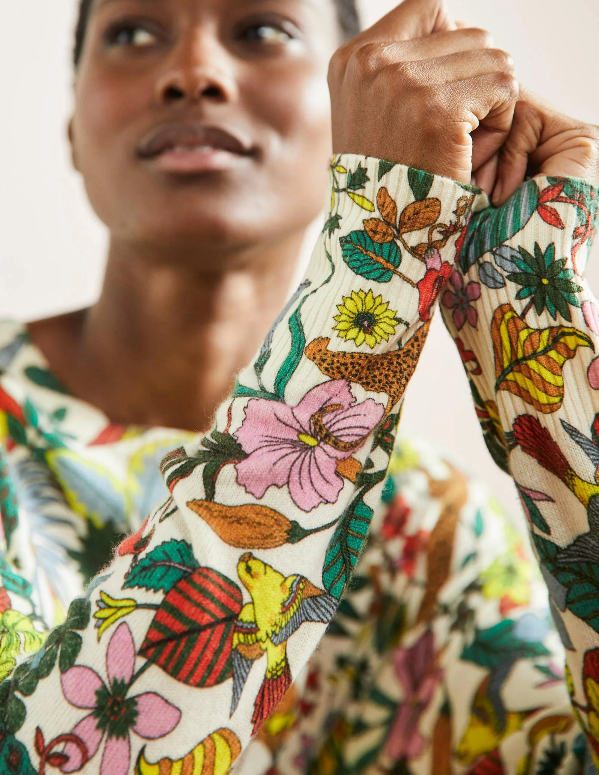 Margot Cashmere Jumper-Multi, Exotic Paradise