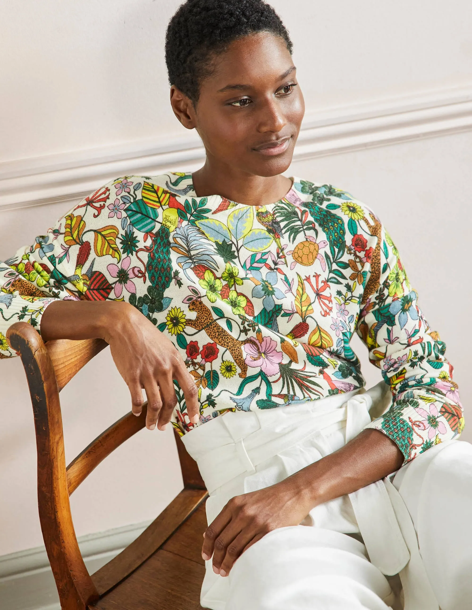 Margot Cashmere Jumper-Multi, Exotic Paradise