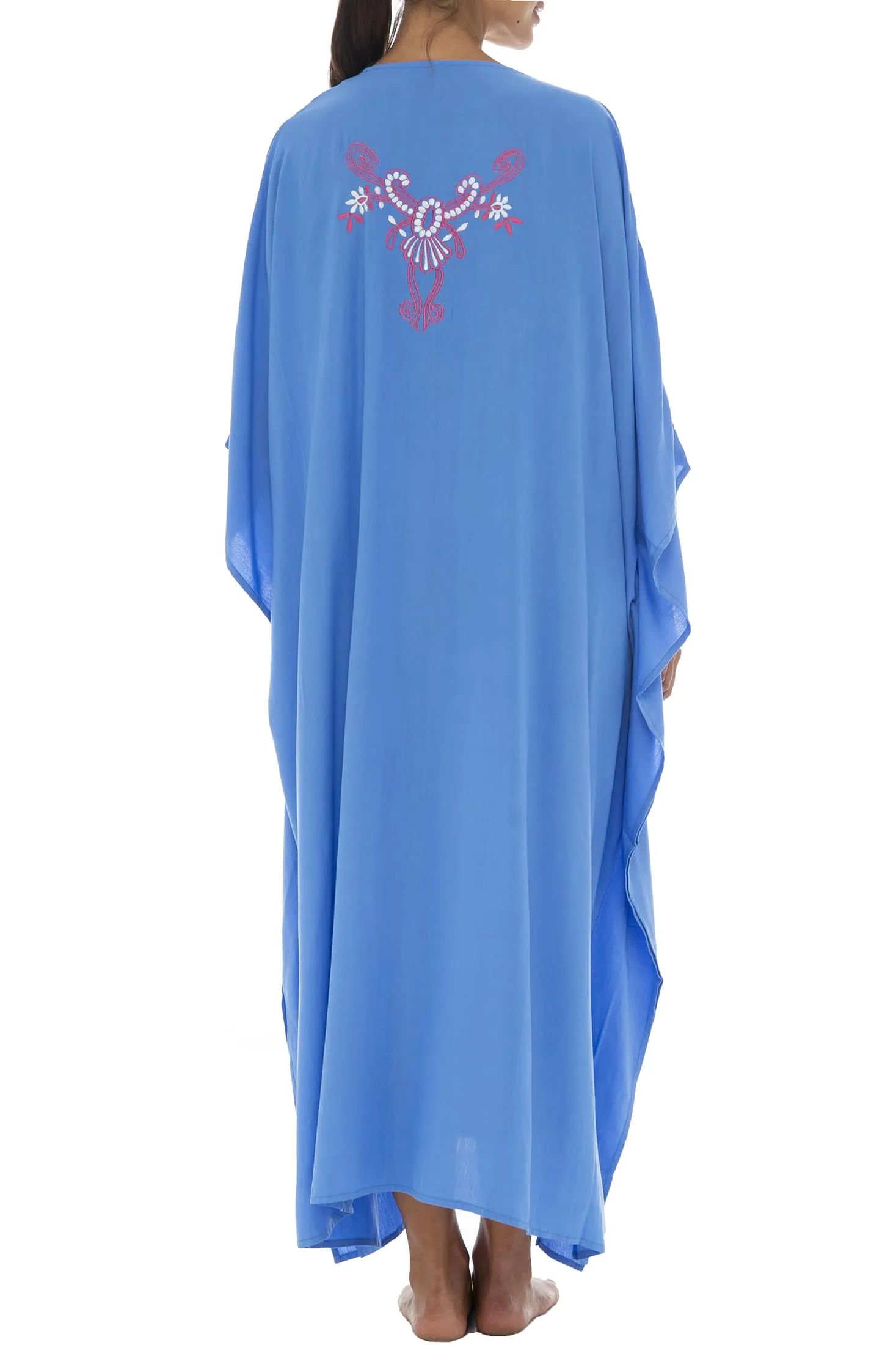 Maxi Embroidered Beach Dress Cover Up