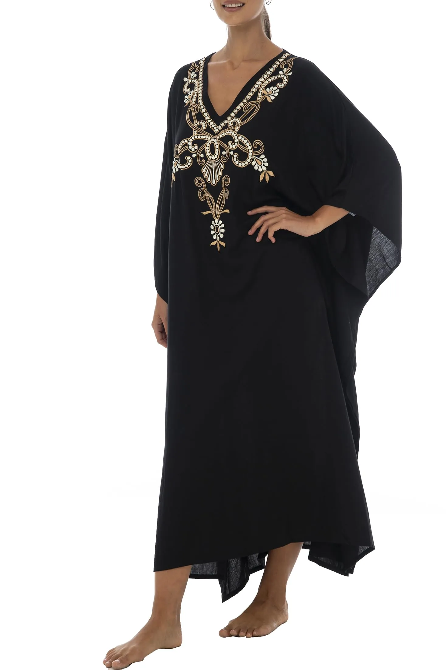 Maxi Embroidered Beach Dress Cover Up
