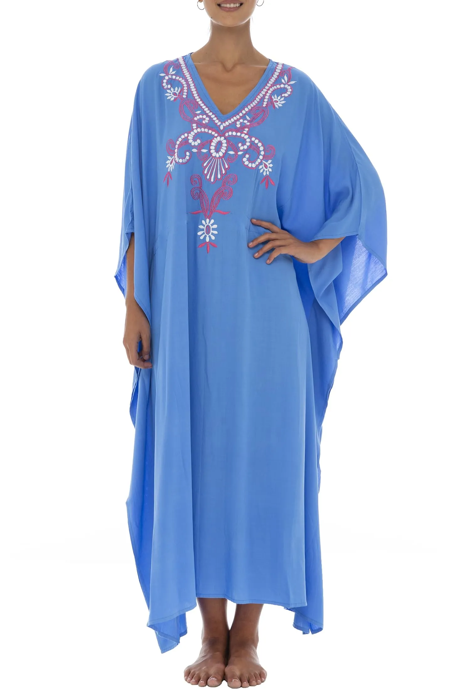 Maxi Embroidered Beach Dress Cover Up
