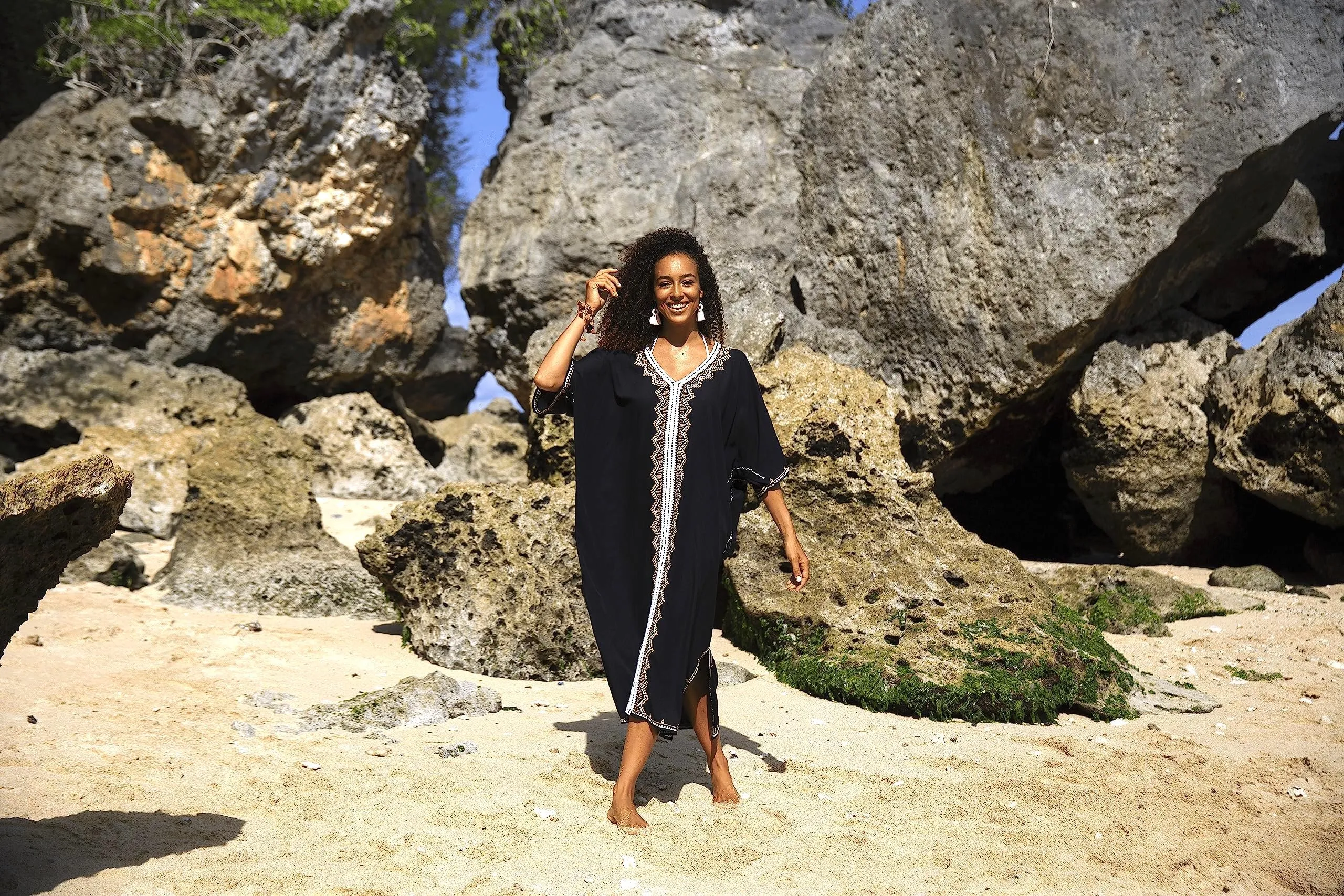 Maxi Embroidered Beach Dress Cover Up