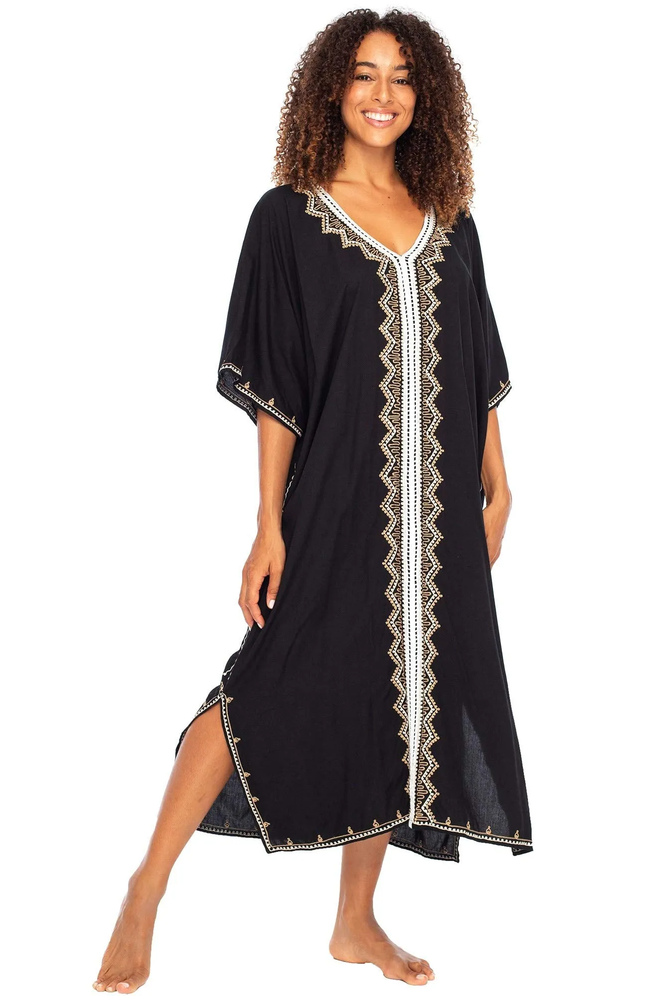 Maxi Embroidered Beach Dress Cover Up