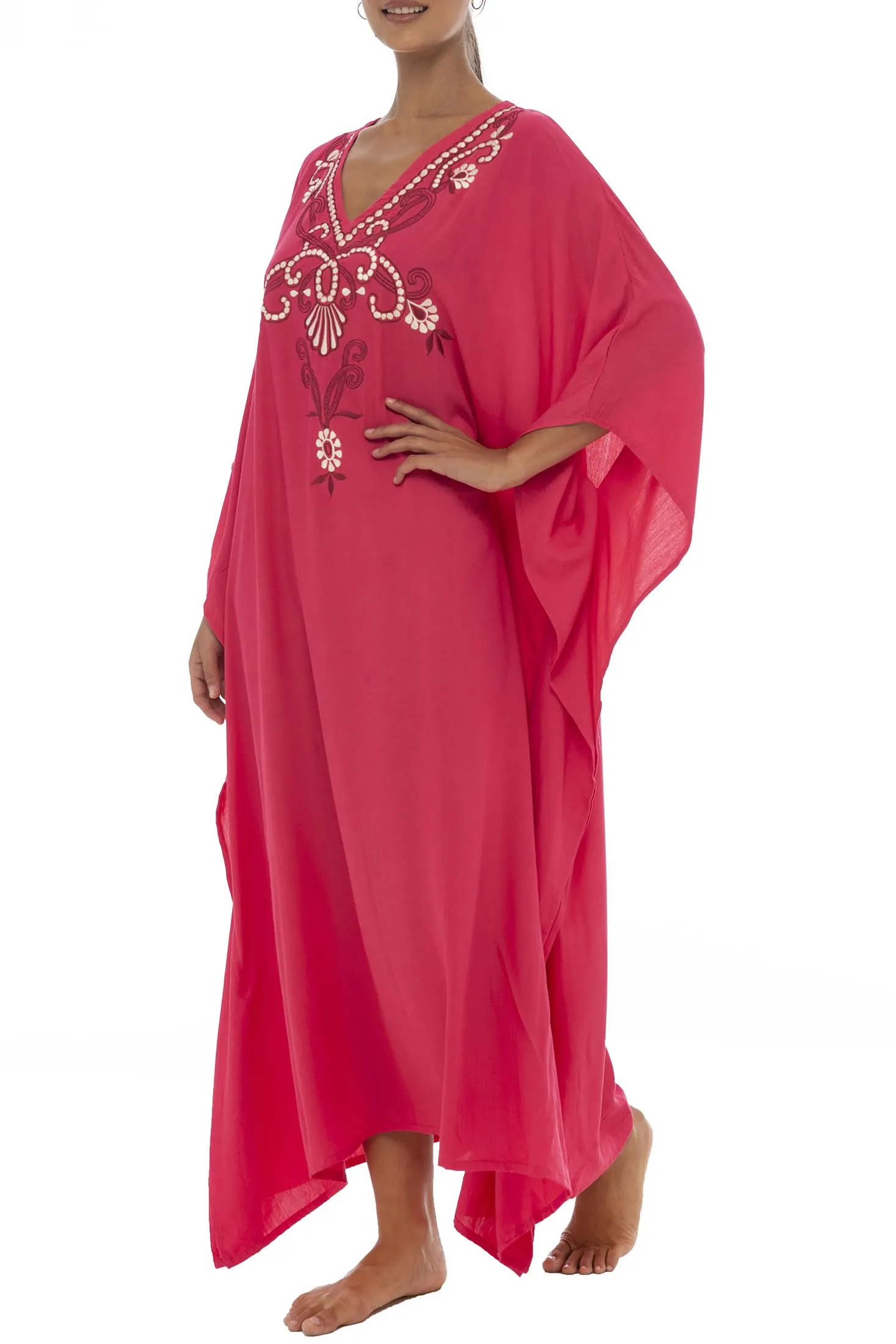 Maxi Embroidered Beach Dress Cover Up