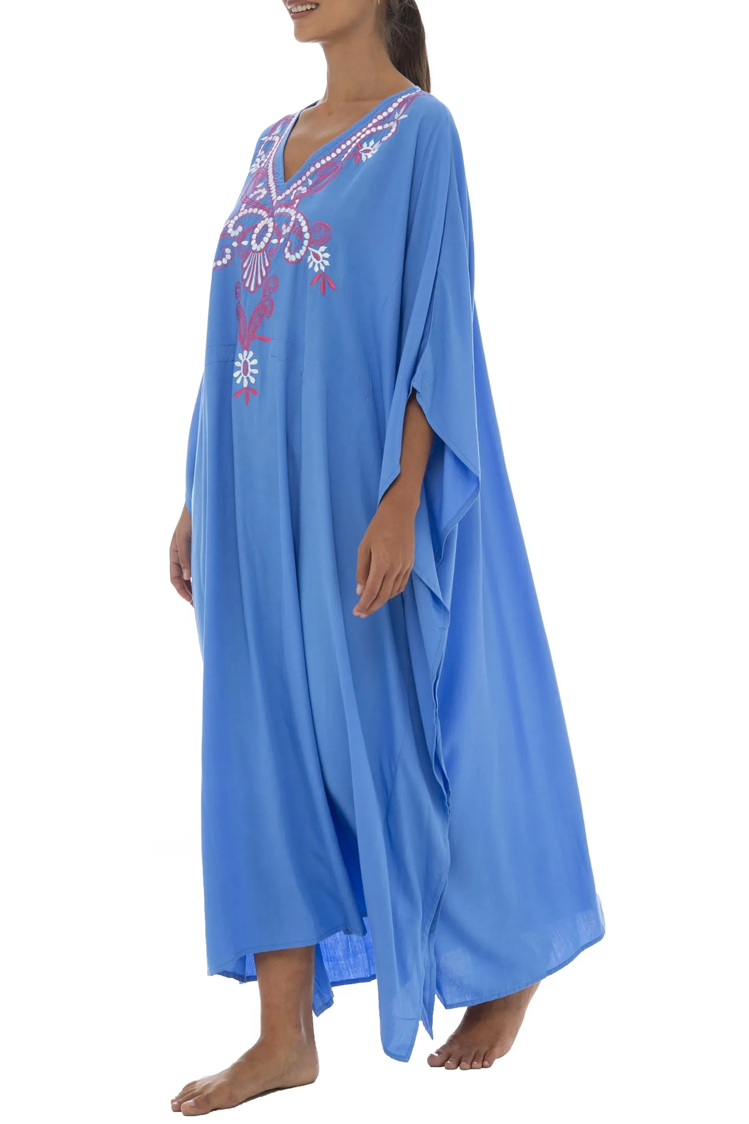 Maxi Embroidered Beach Dress Cover Up