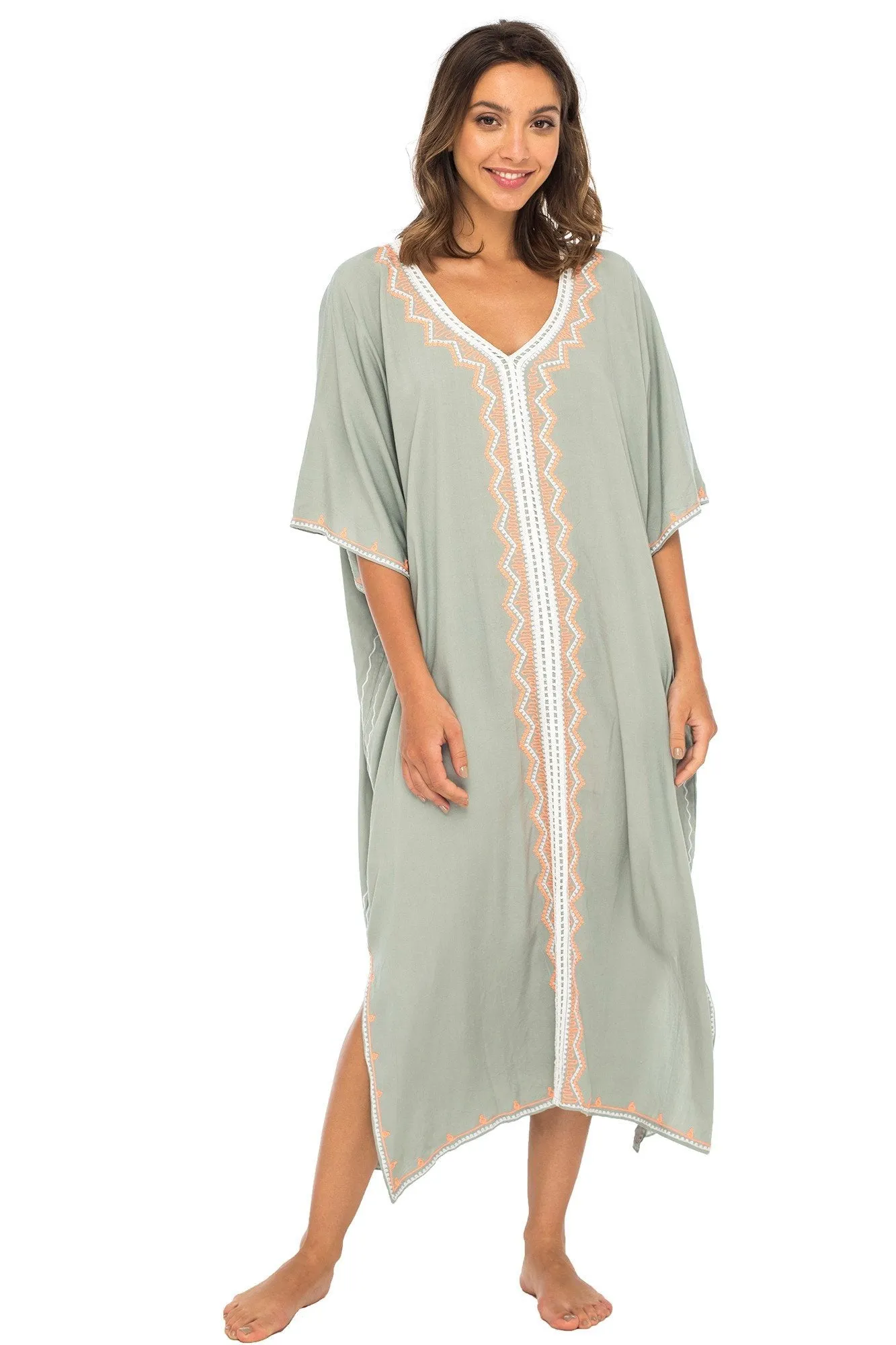 Maxi Embroidered Beach Dress Cover Up