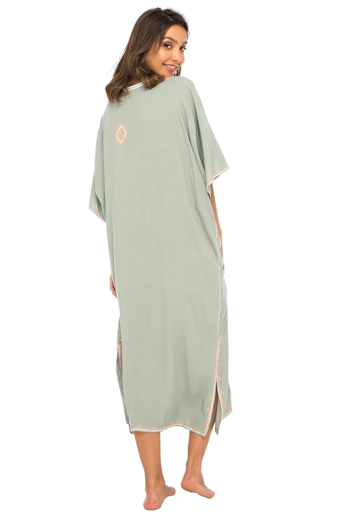 Maxi Embroidered Beach Dress Cover Up