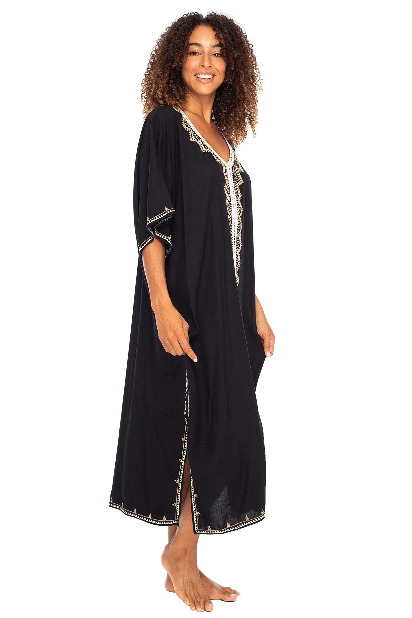 Maxi Embroidered Beach Dress Cover Up