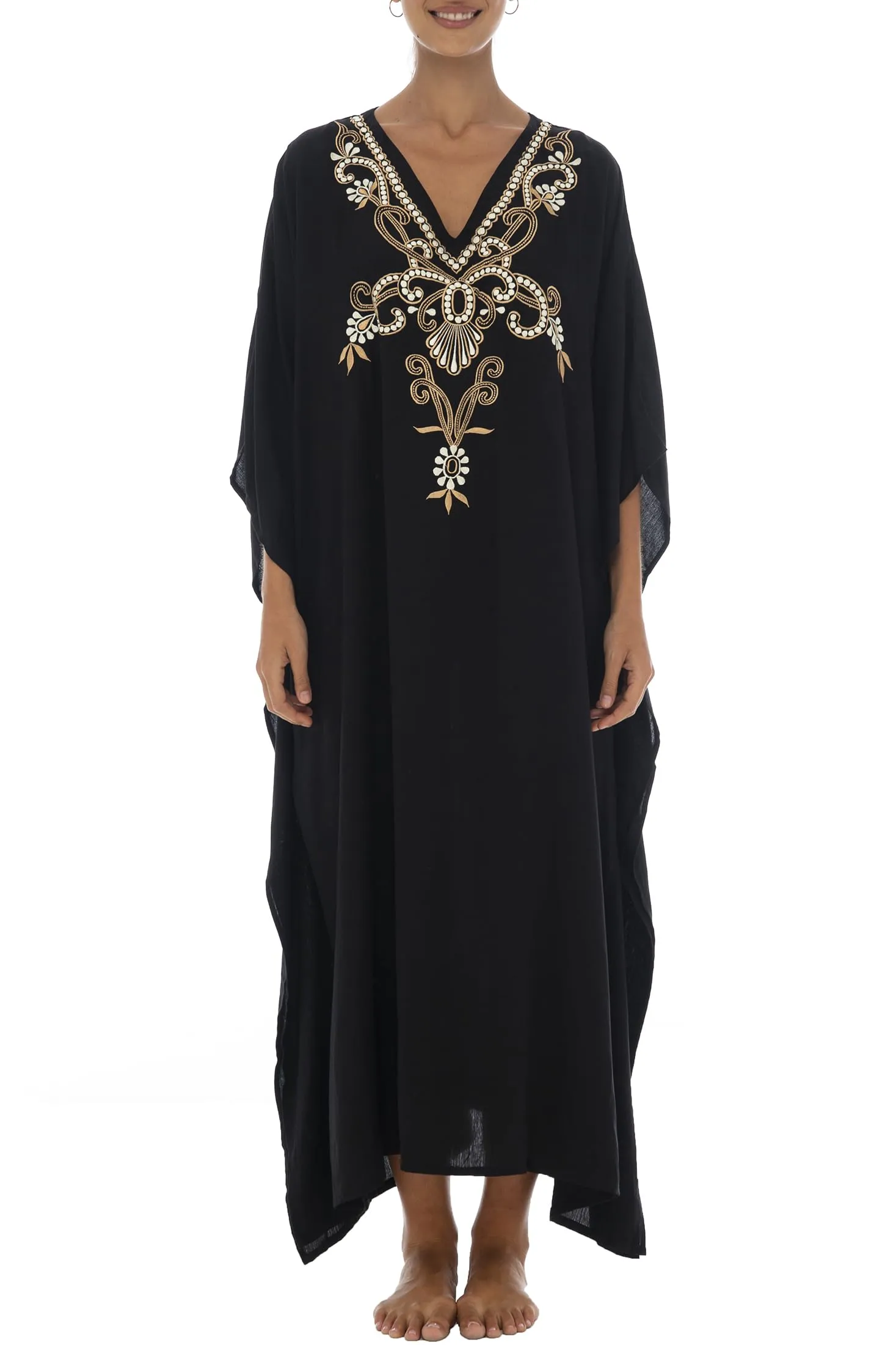 Maxi Embroidered Beach Dress Cover Up