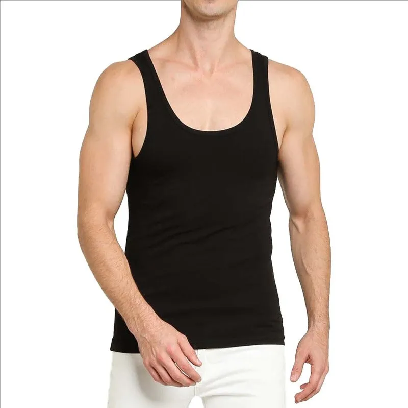 Men's Multicolor Scoop Neck Plus Size Cotton Tank Tops