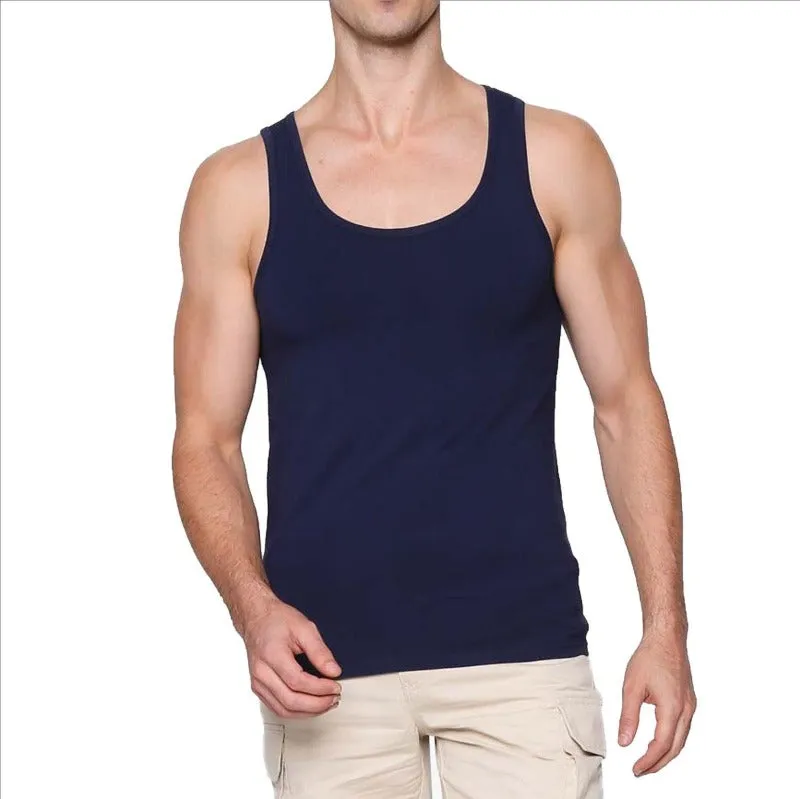 Men's Multicolor Scoop Neck Plus Size Cotton Tank Tops