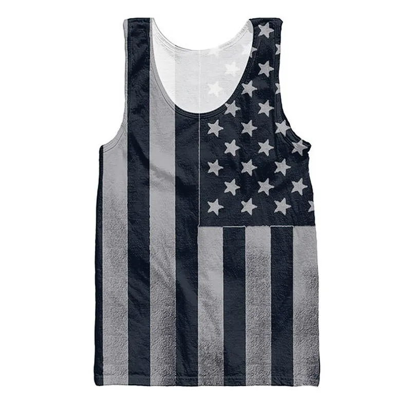Men's Summer 3D-Printed Tank Top With Patriotic Design